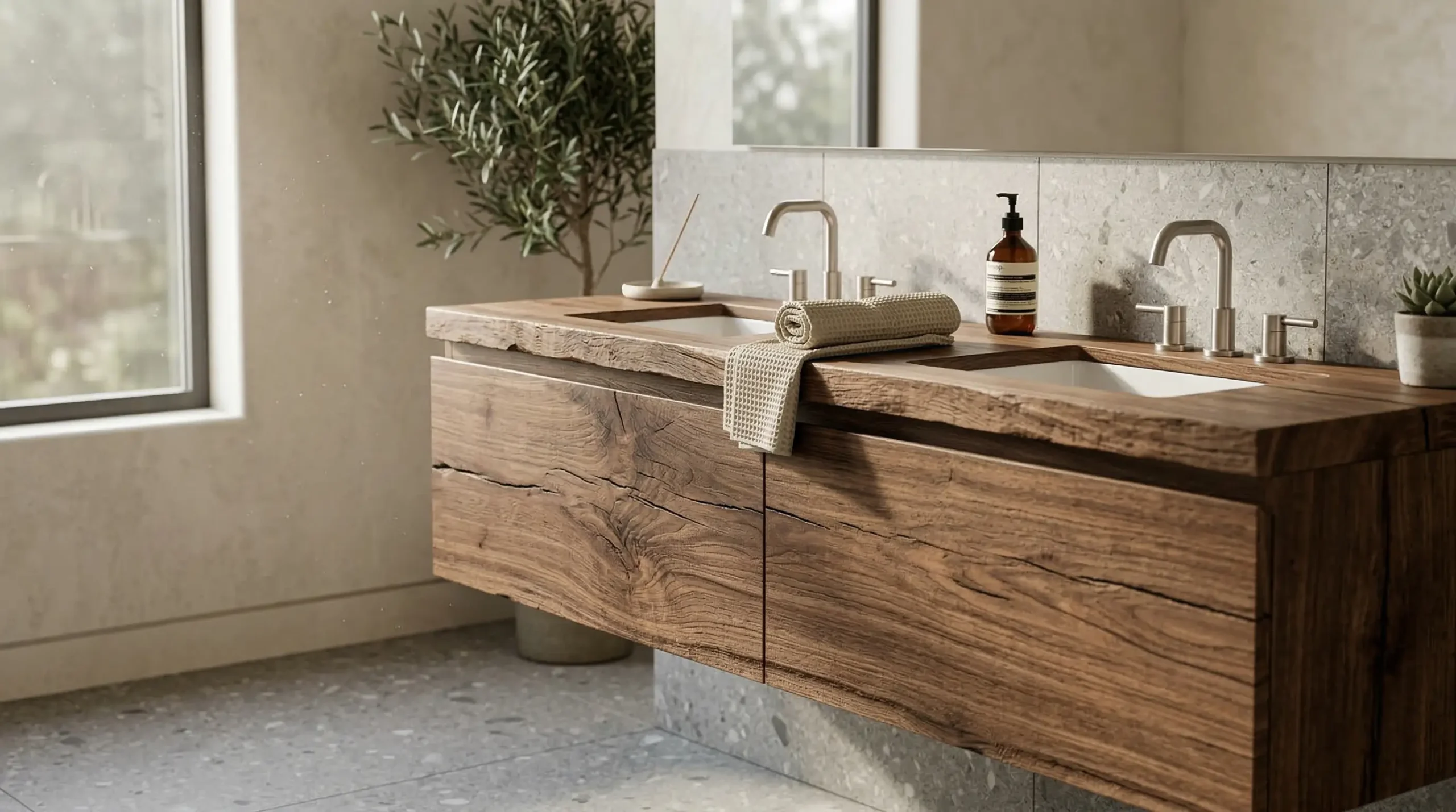 Custom modern wooden bathroom vanity