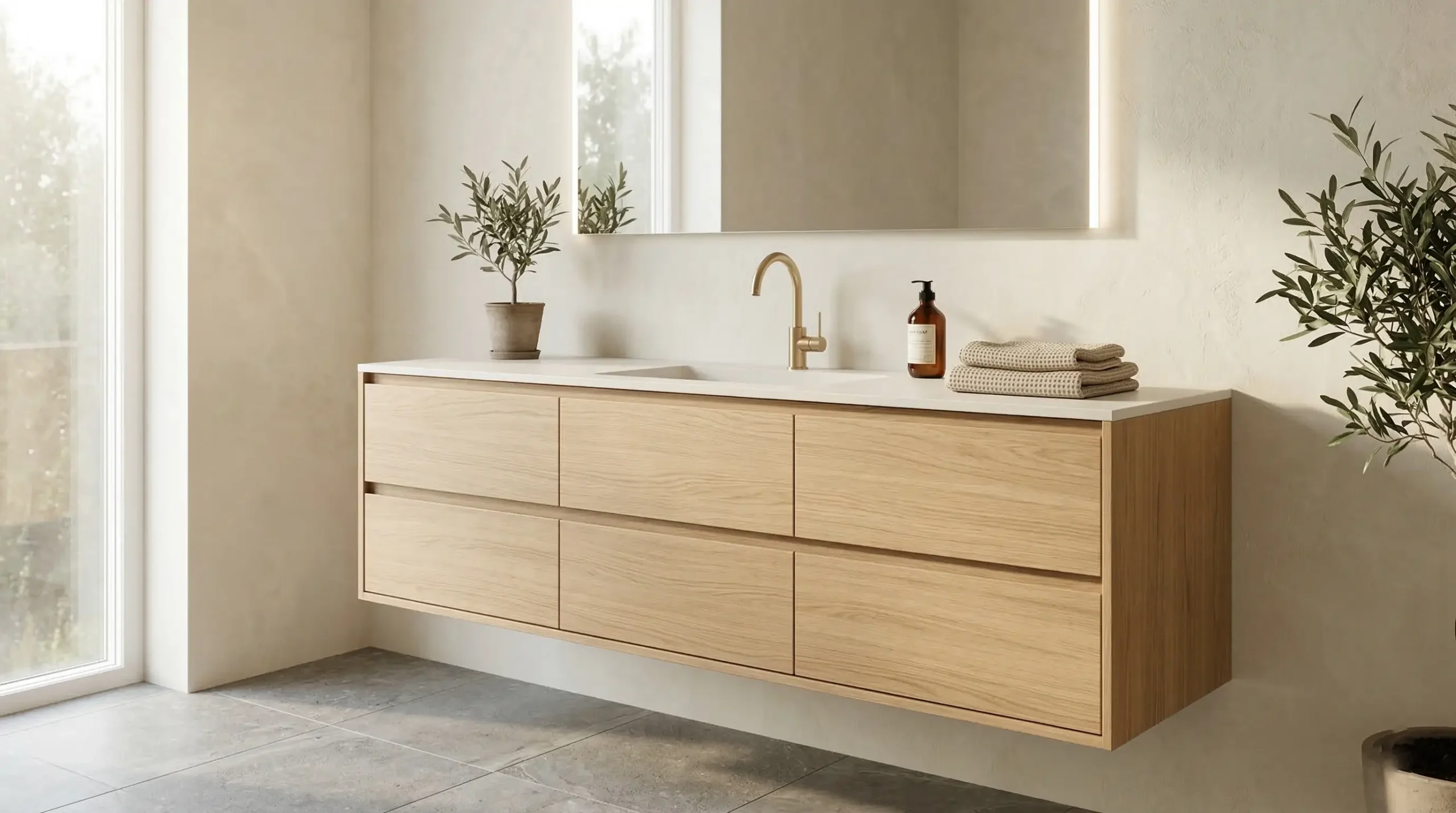 rustic single solid wood bathroom vanity