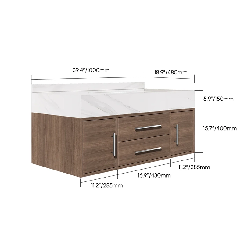 HW0001 Modern Wall-Mounted Bathroom Vanity | Luxurious wood-grain cabinet with marble countertop, featuring silent, soft-close hardware. HW0001 Modern Wall-Mounted Bathroom Vanity | Luxurious wood-grain cabinet with marble countertop, featuring silent, soft-close hardware.