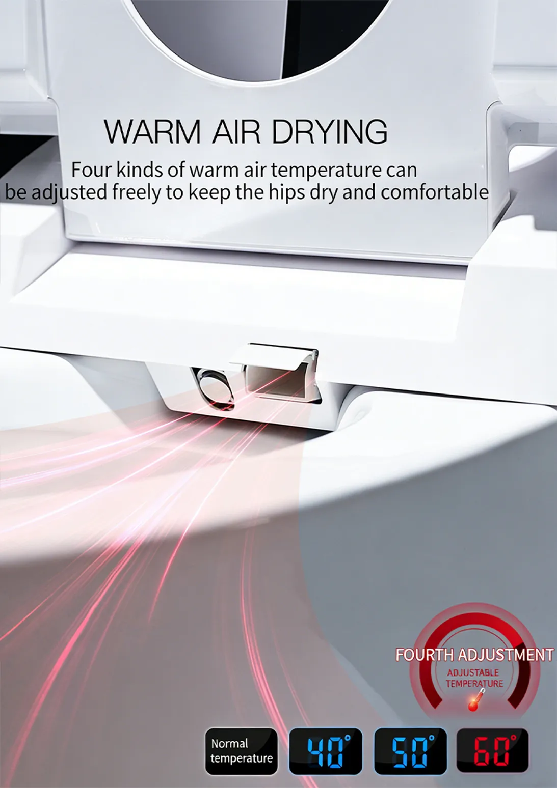 smart toilet with warm air drying for villa