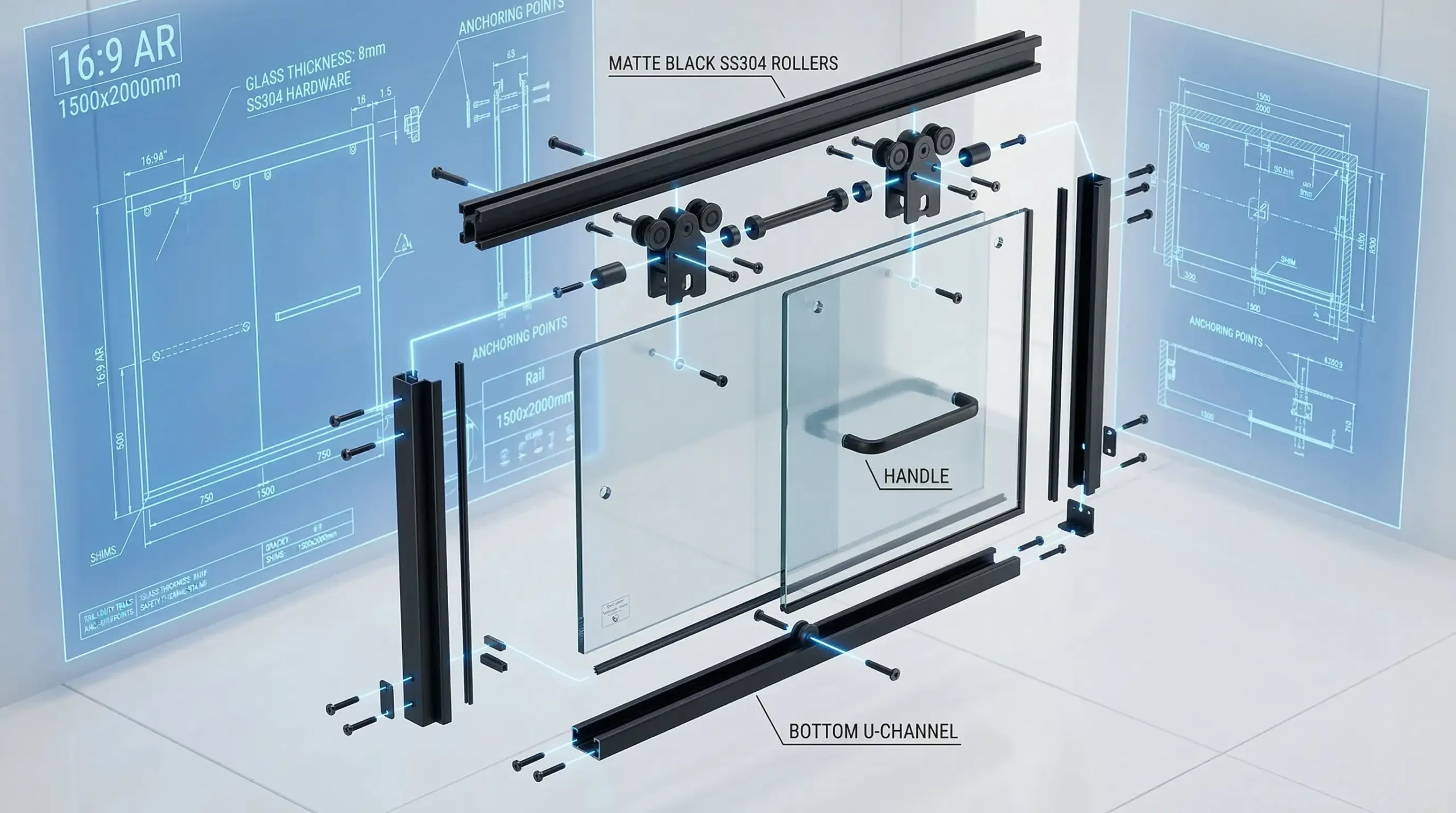 Nano-Enduro Shield easy-clean glass technology for commercial shower enclosures