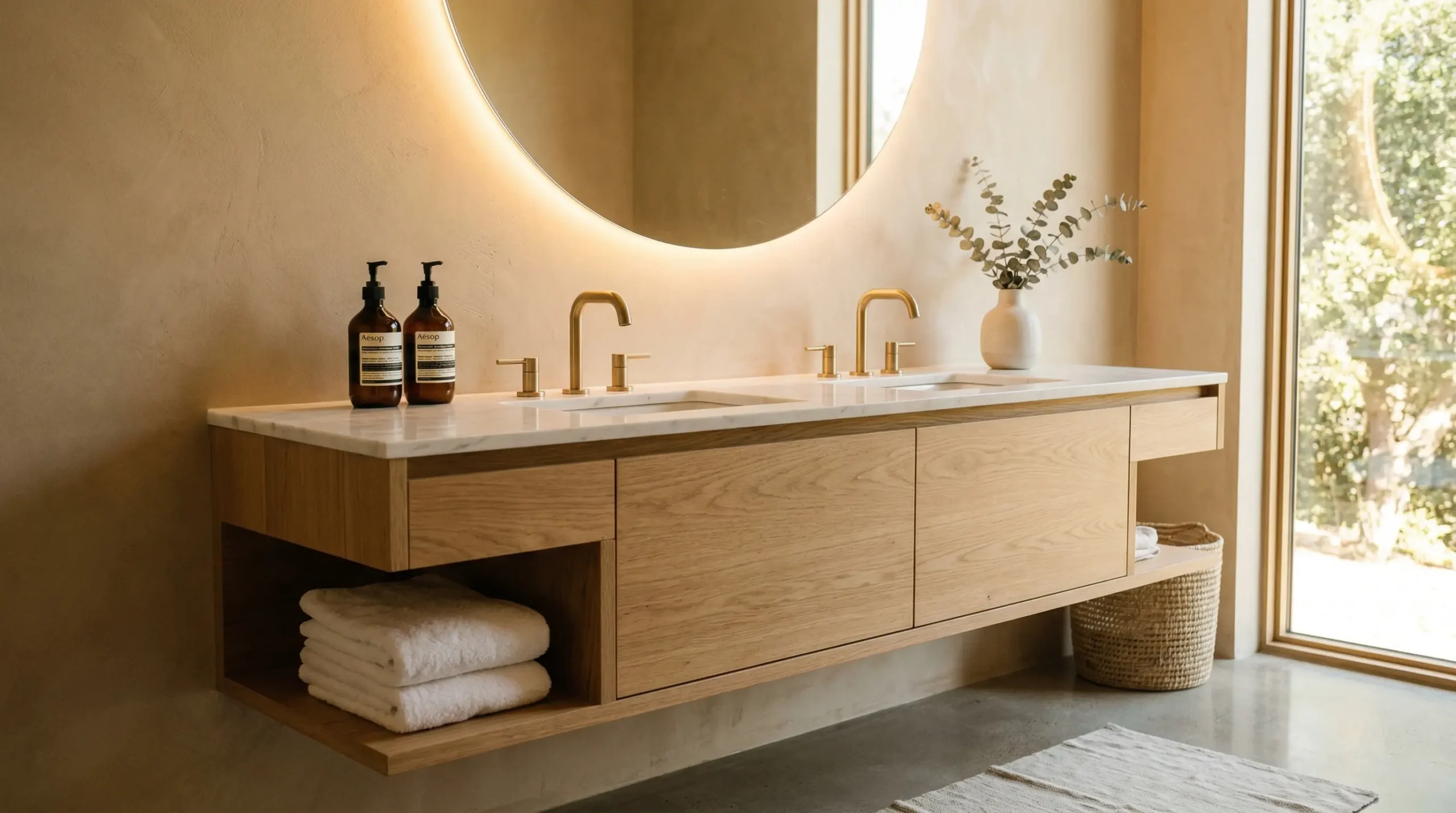 Luxury hotel bathroom vanities manufactured by George for commercial projects