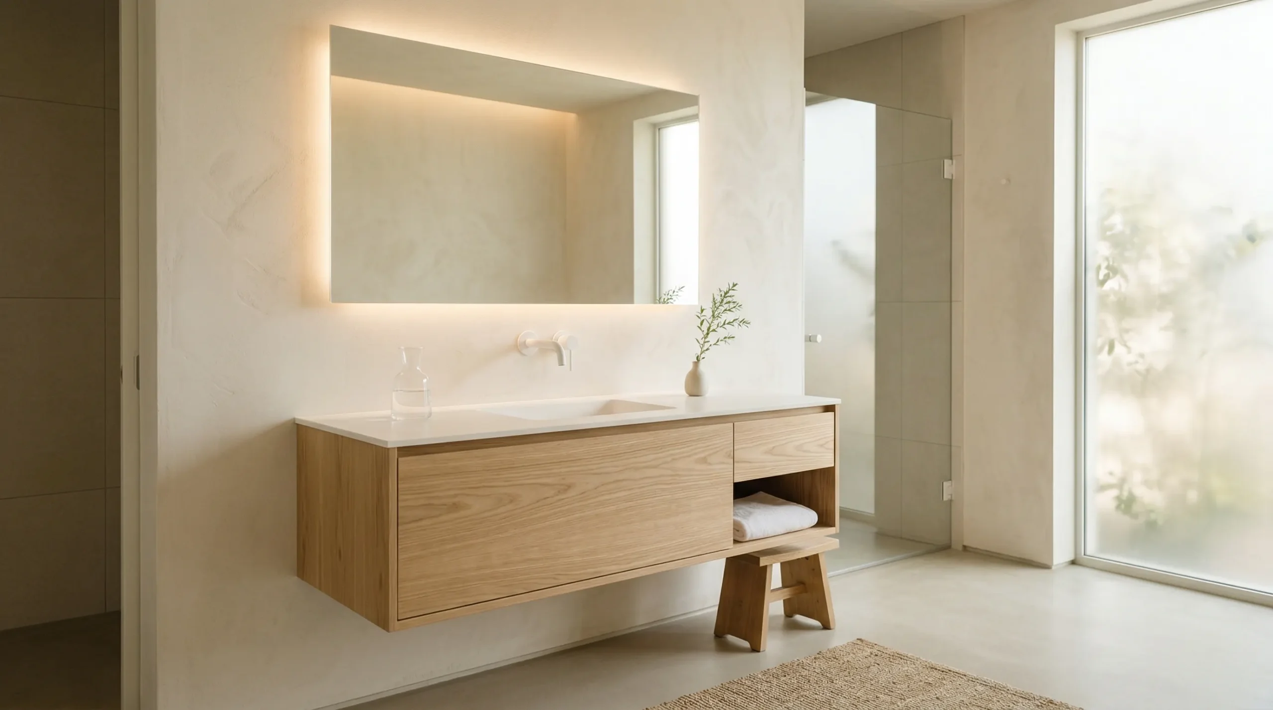 Modern Wall-Mounted Hotel Vanity Cabinets custom manufactured