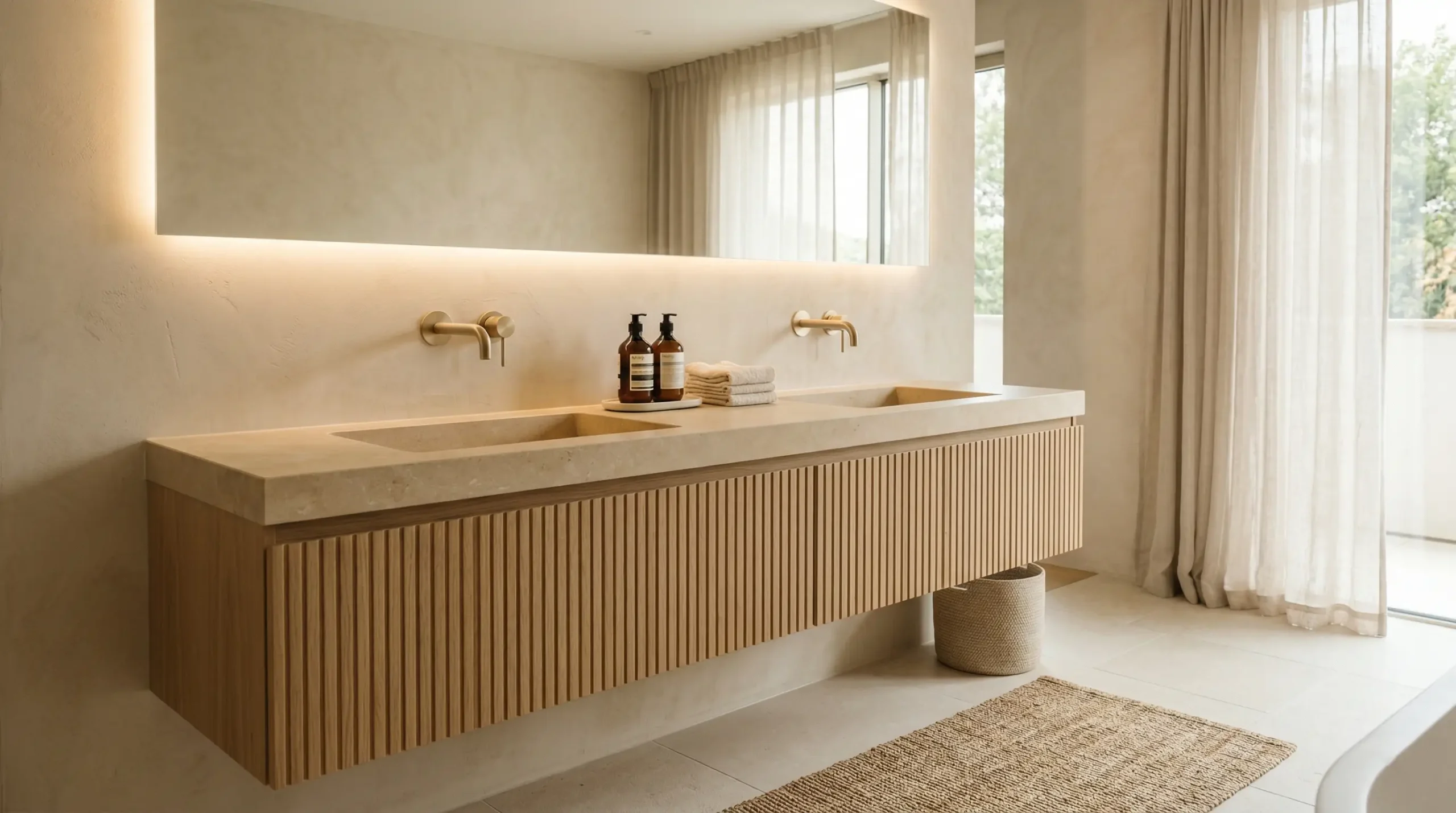 Custom Double-Sink Vanities for Luxury Apartment Suites
