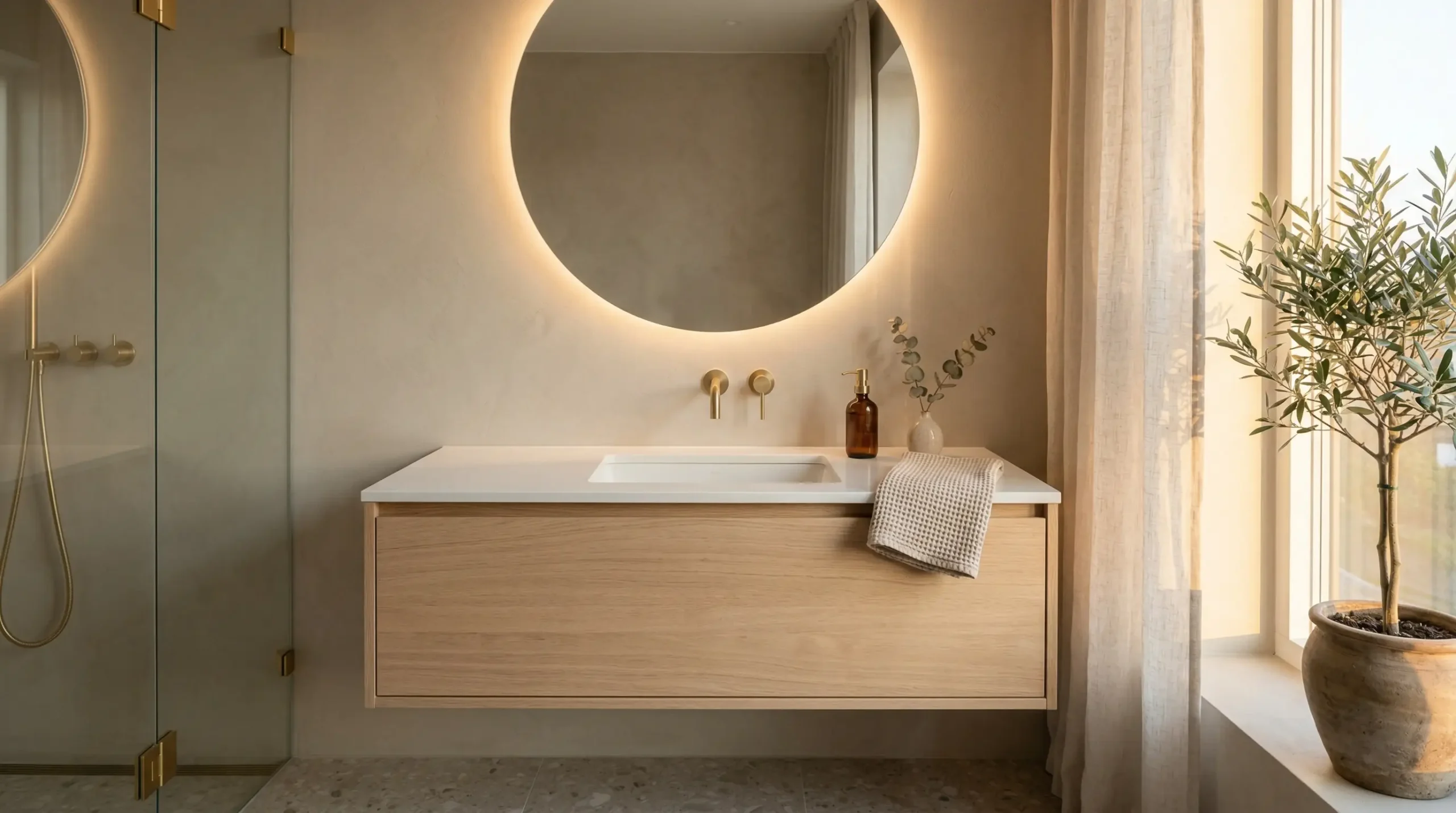 Single floating bathroom vanities for resort and apartment projects by George