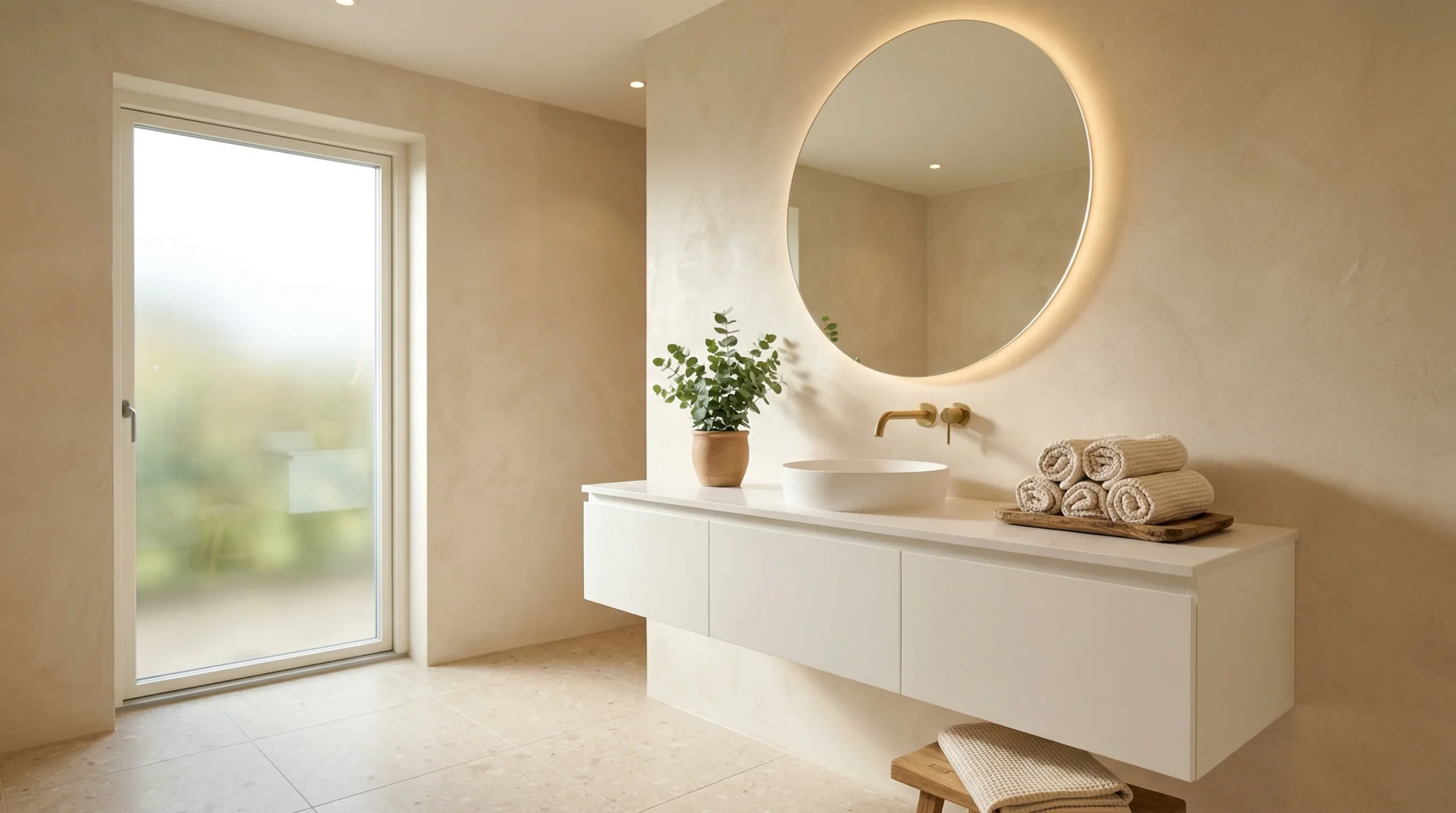 White floating bathroom vanities engineered for commercial use by George