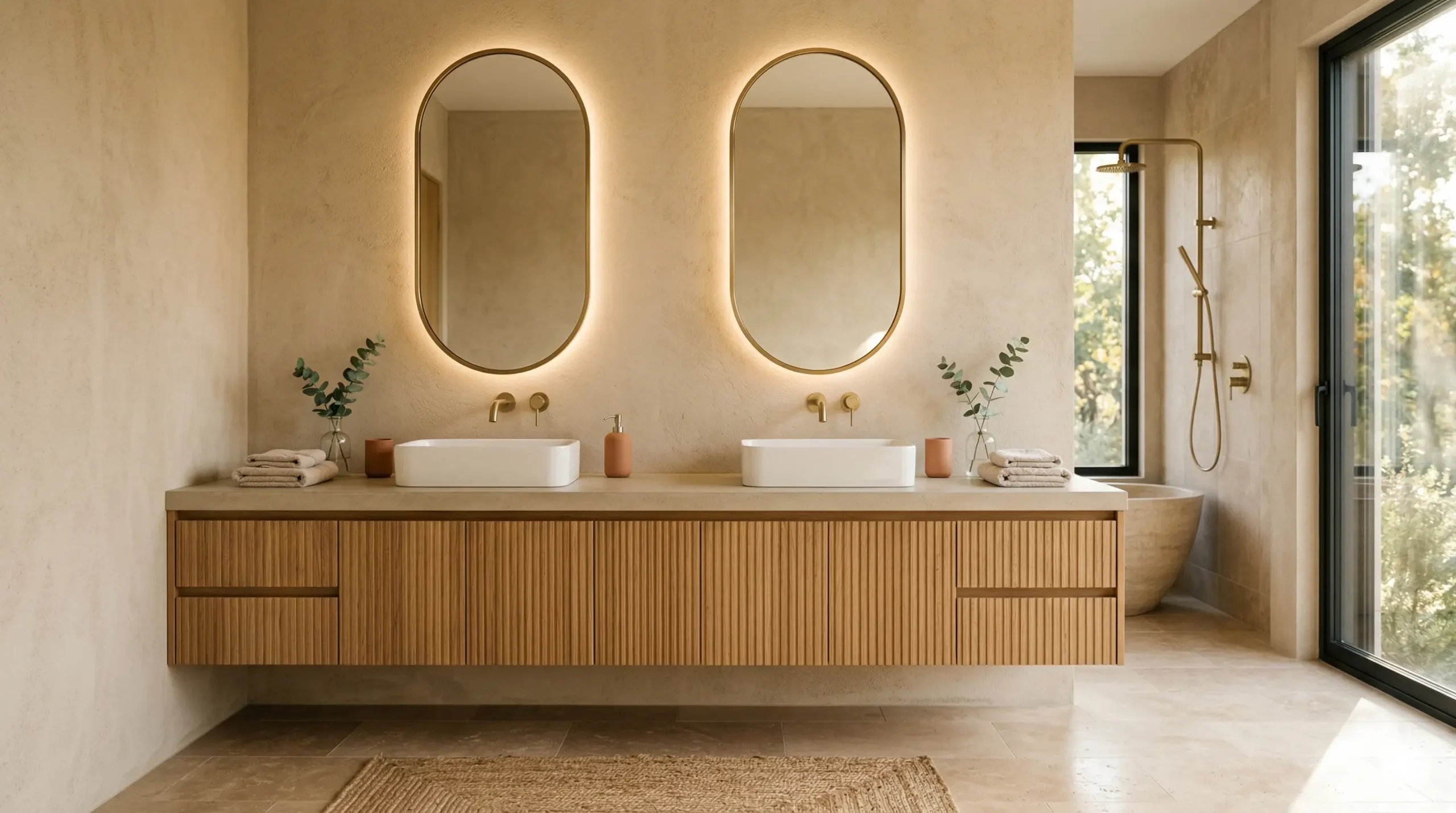 Modern double bathroom vanities for hotel and resort commercial projects