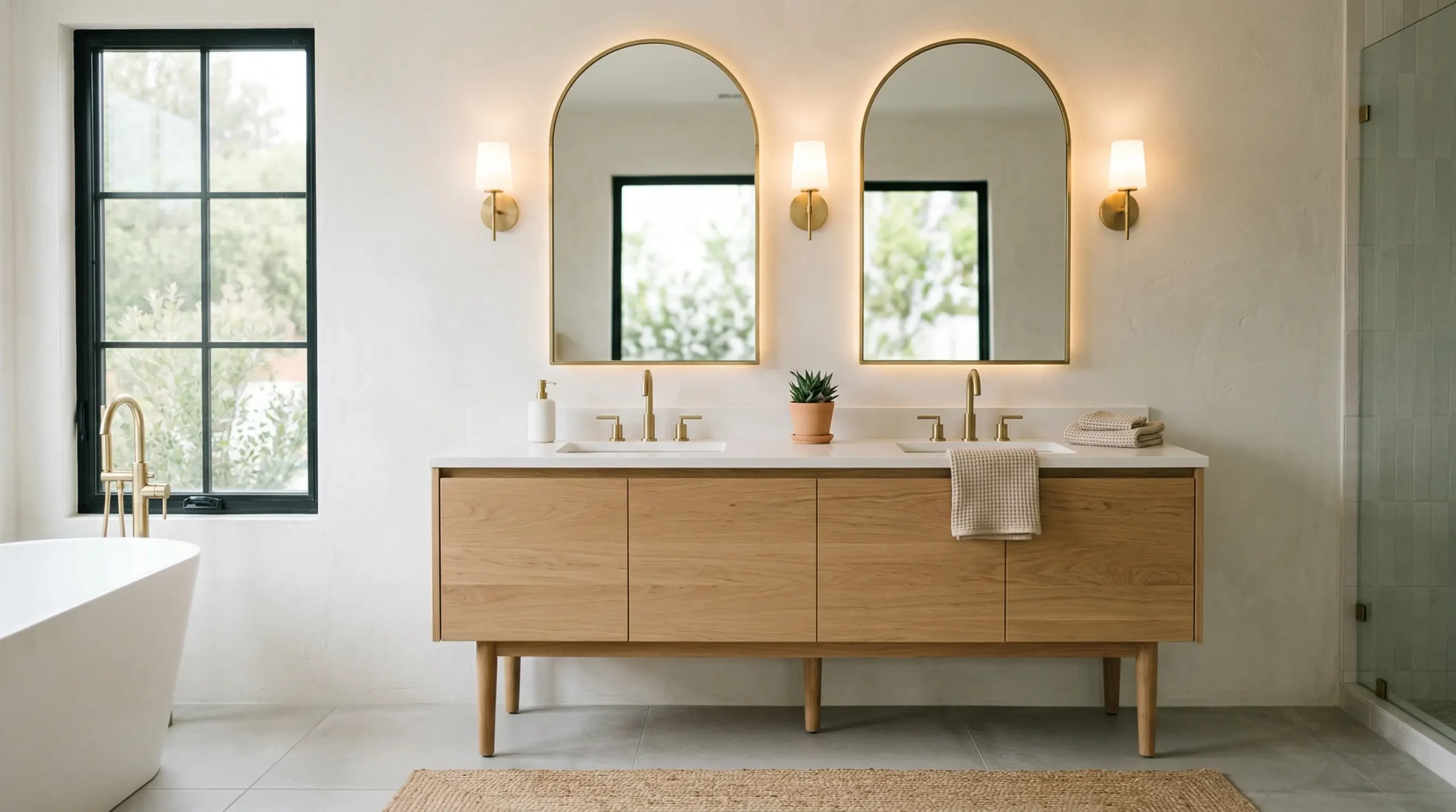 Freestanding double bathroom vanities for commercial developments