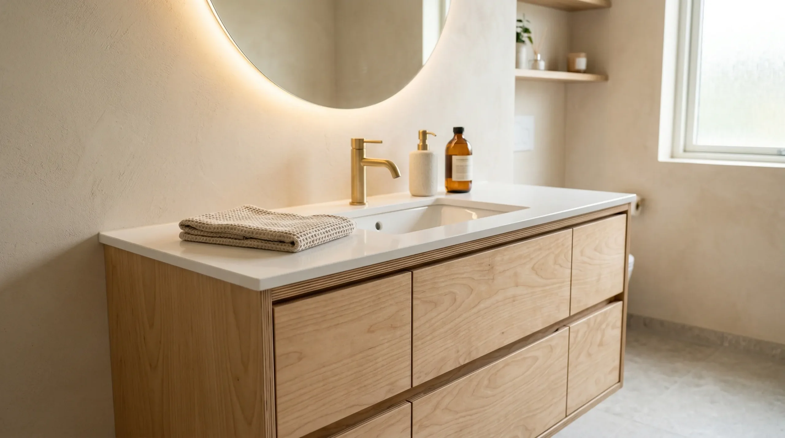Durable Plywood Custom Bathroom Cabinet Materials manufactured by George