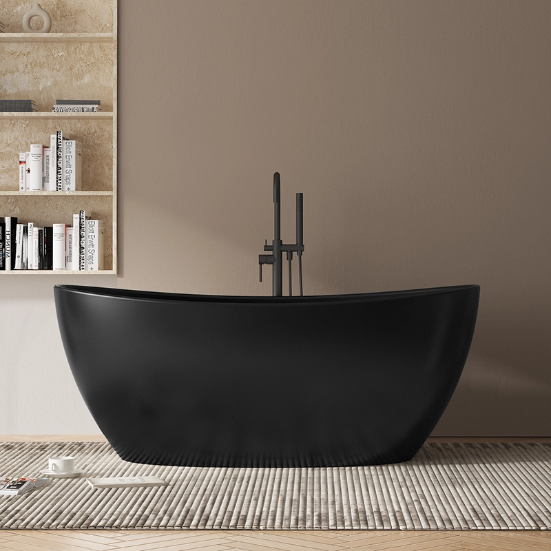Matte Black Solid Surface Bathtub Option