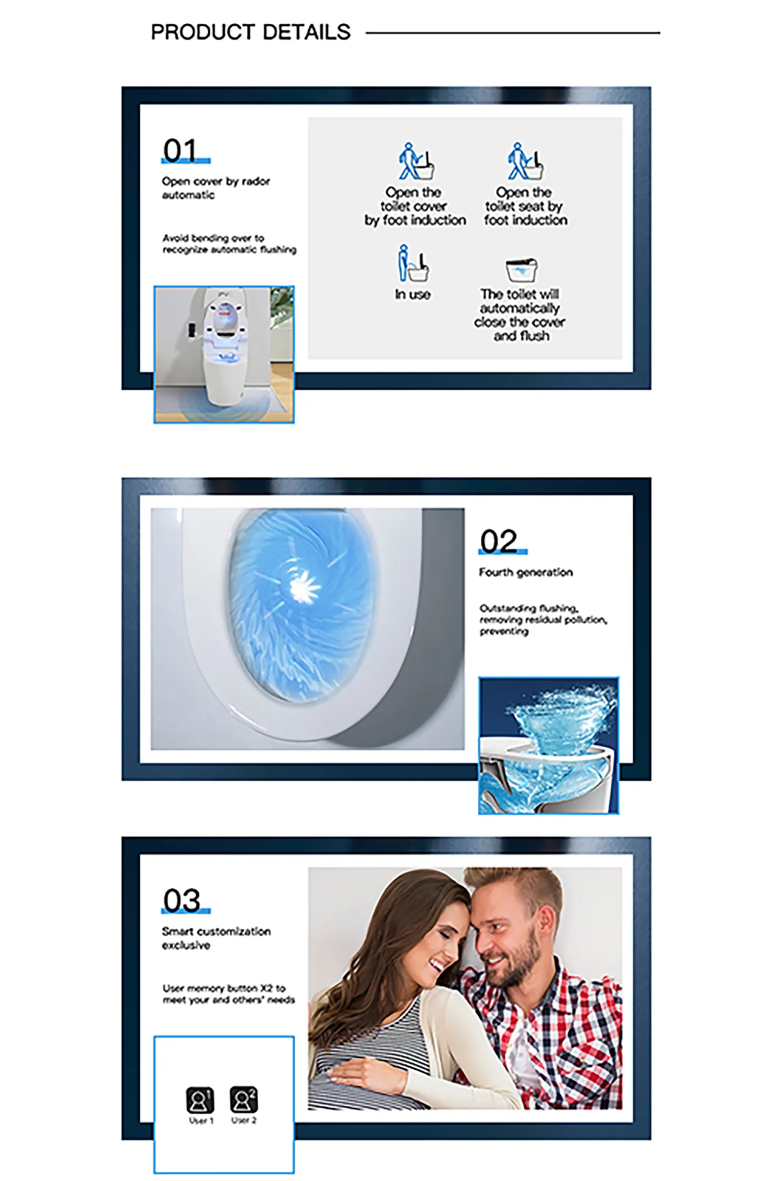 Q9 Intelligent Bathroom Smart Toilet with Automatic Flush and Voice Control 7