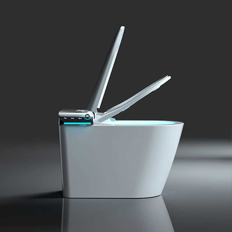 commercial smart toilet with auto-open cover for hotel side view commercial smart toilet with auto-open cover for hotel side view