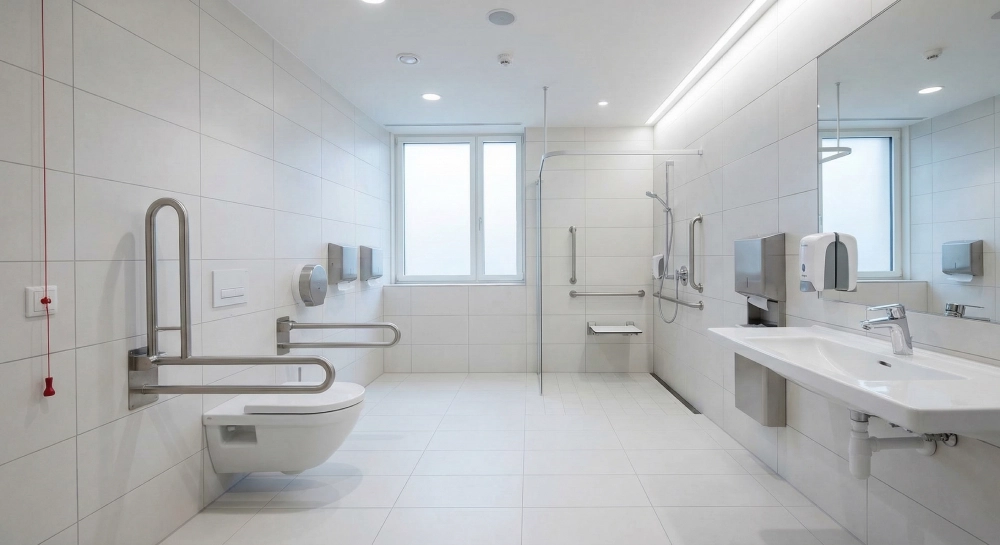 hospital bathroom solutions with ADA compliant sanitary products