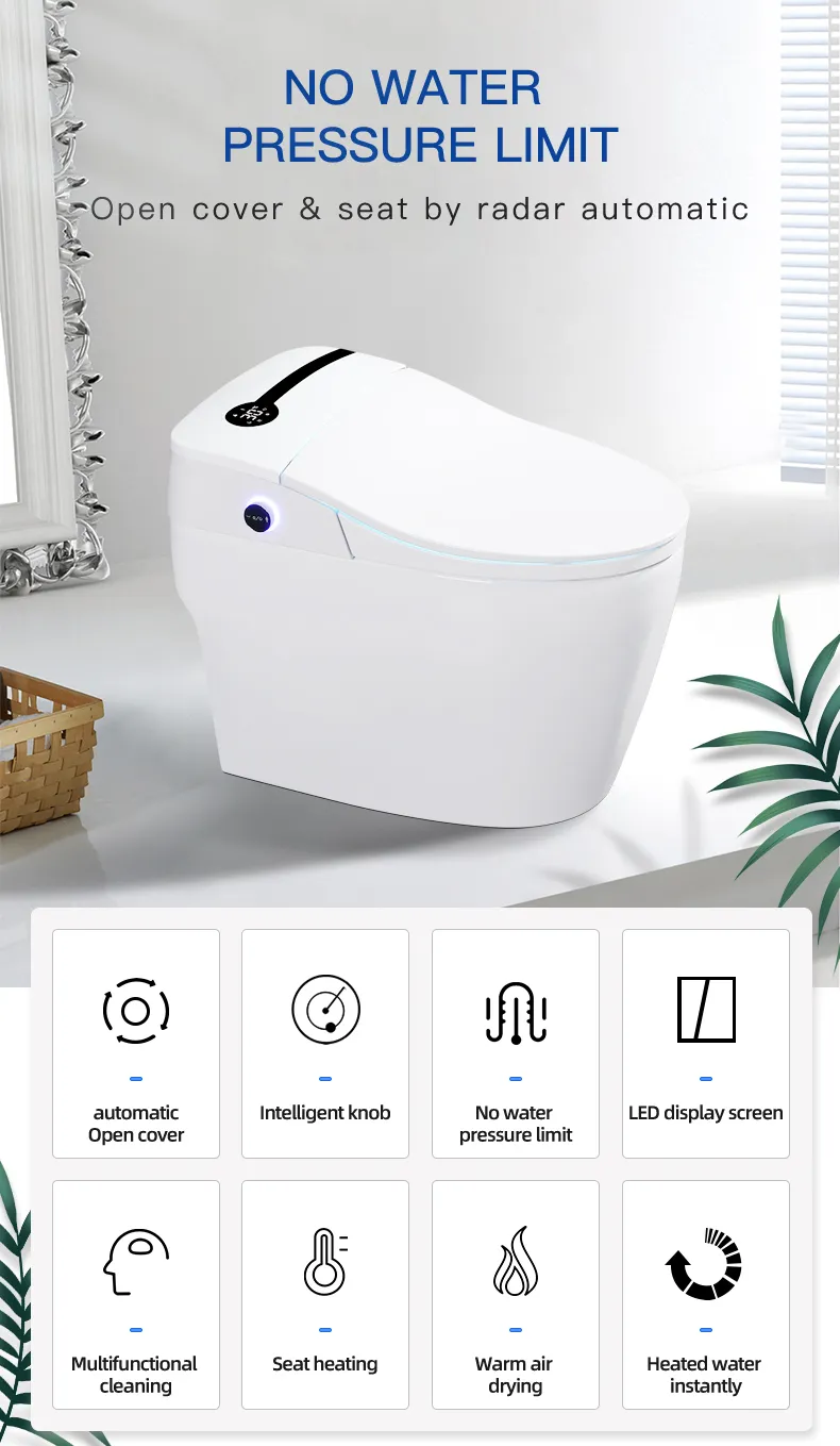 i8 Freestanding Bathroom Smart Toilet with Multi-functional Cleaning and Warm Air Drying for Resort 4