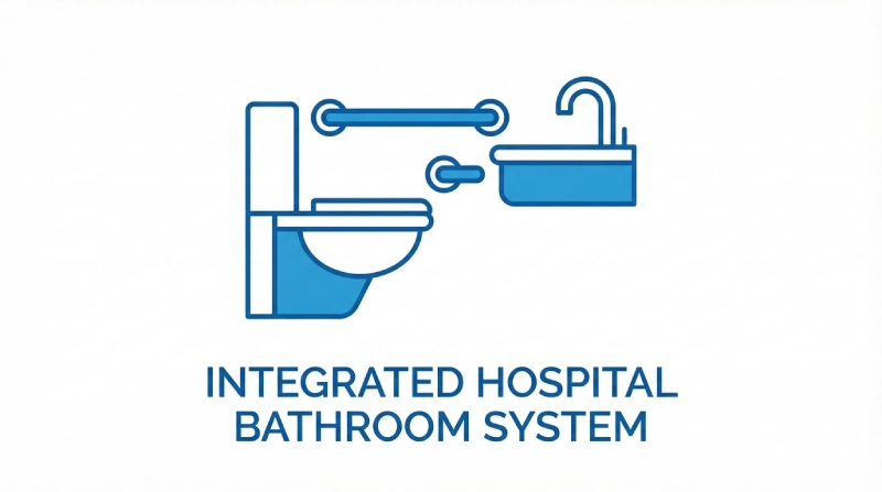 Integrated sanitary systems in a hospital bathroom