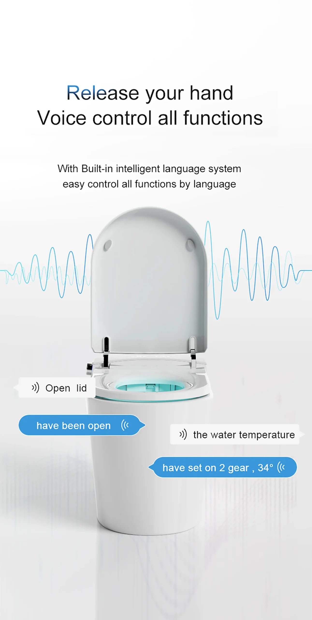 bathroom smart toilet with voice control for resort
