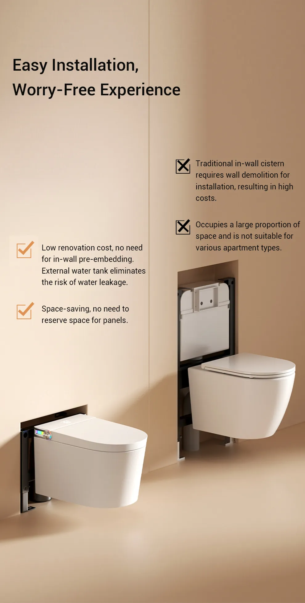 wall-mounted smart toilet with easy installation for hotel