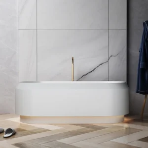 White Artificial Stone Soaking Bathtub for Villa