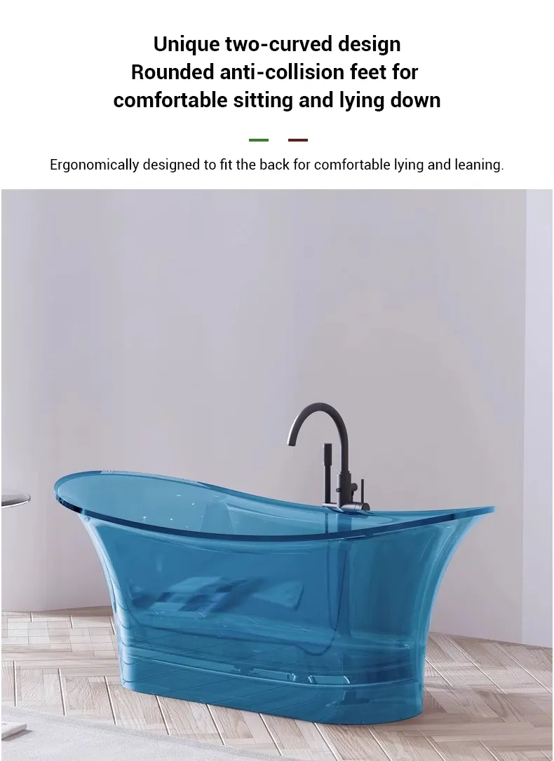 modern design of transparent resin bathtub for resort