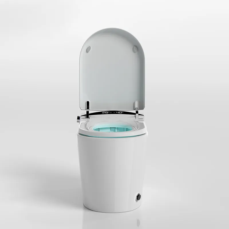 smart toilet with open seat cover front view smart toilet with open seat cover front view