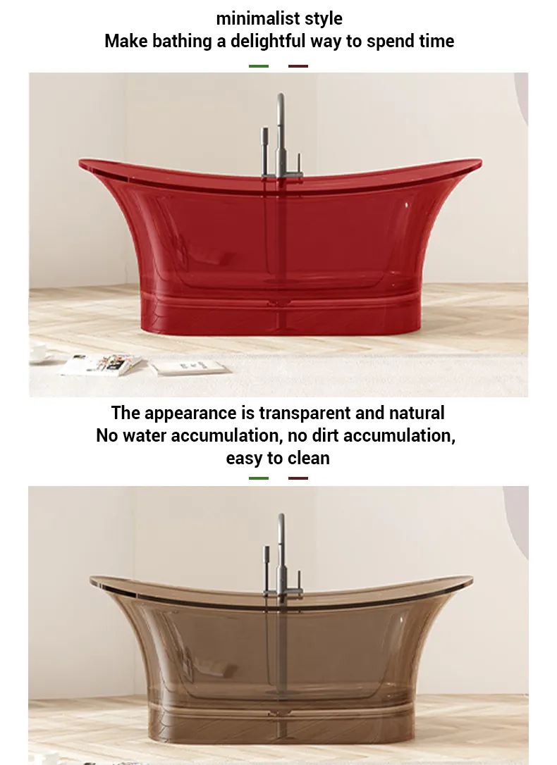 hygienic design of transparent resin bathtub for resort