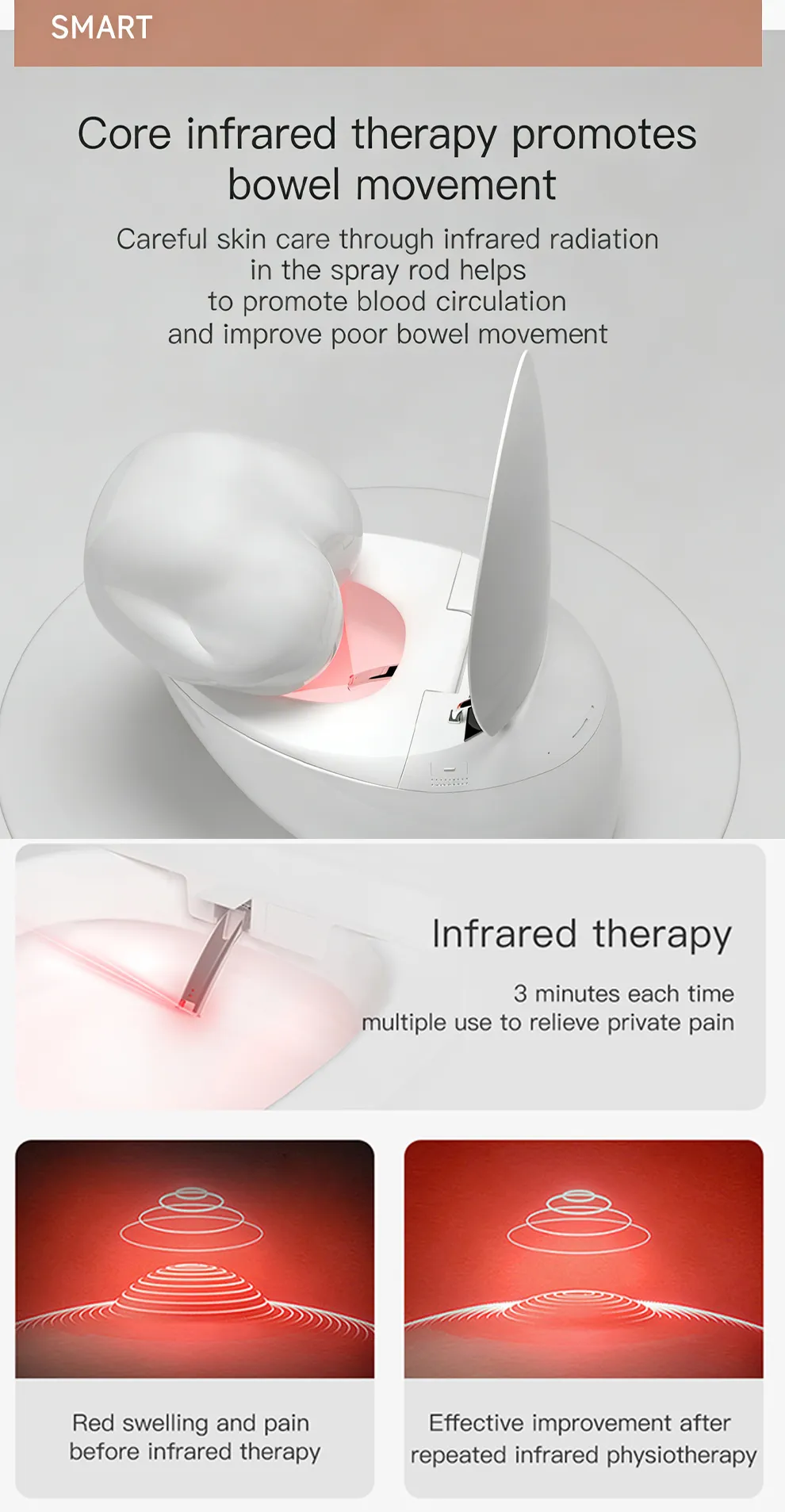 Y1 Egg-shaped Bathroom Smart Toilet with Infrared Therapy for High-end Villa