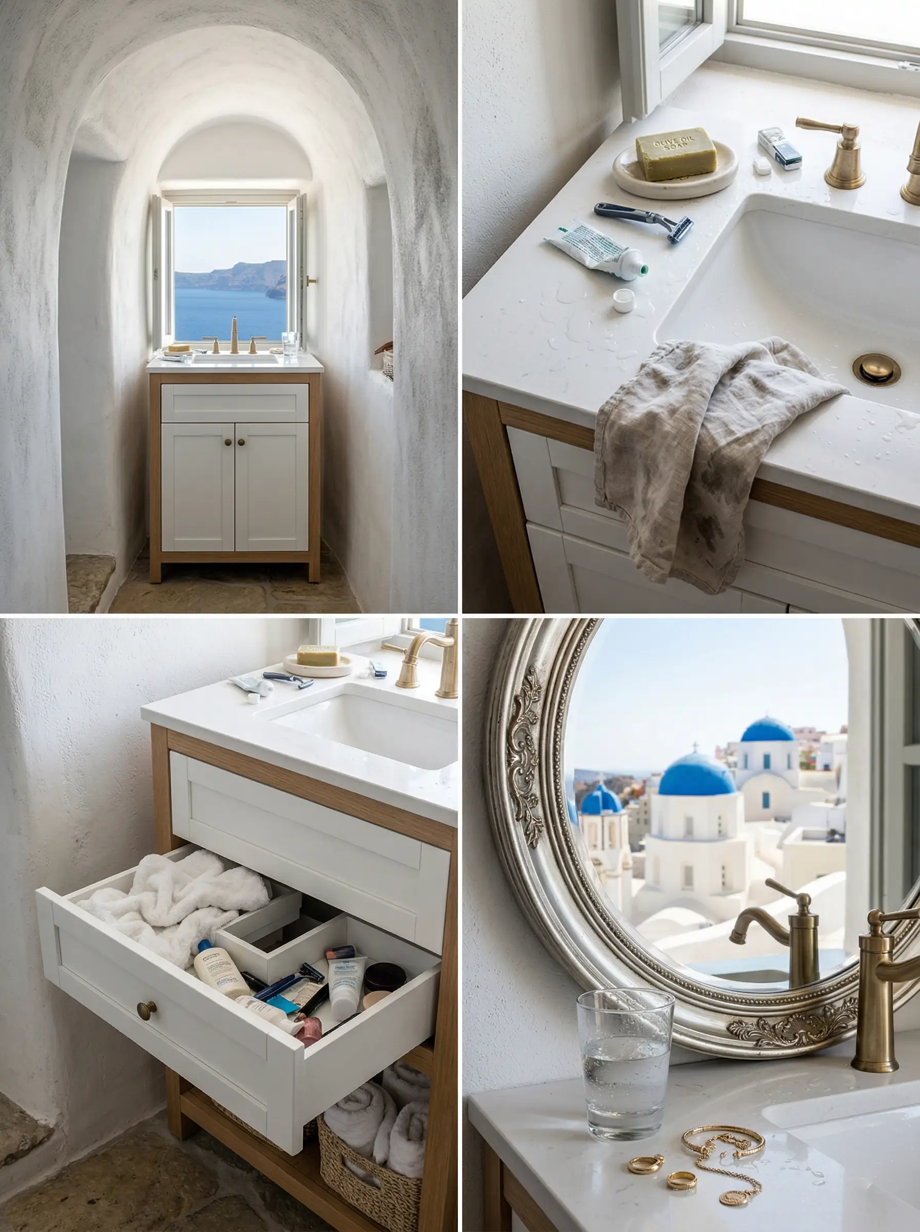 Santorini Cliffside Resort - Space-Saving American Vanities