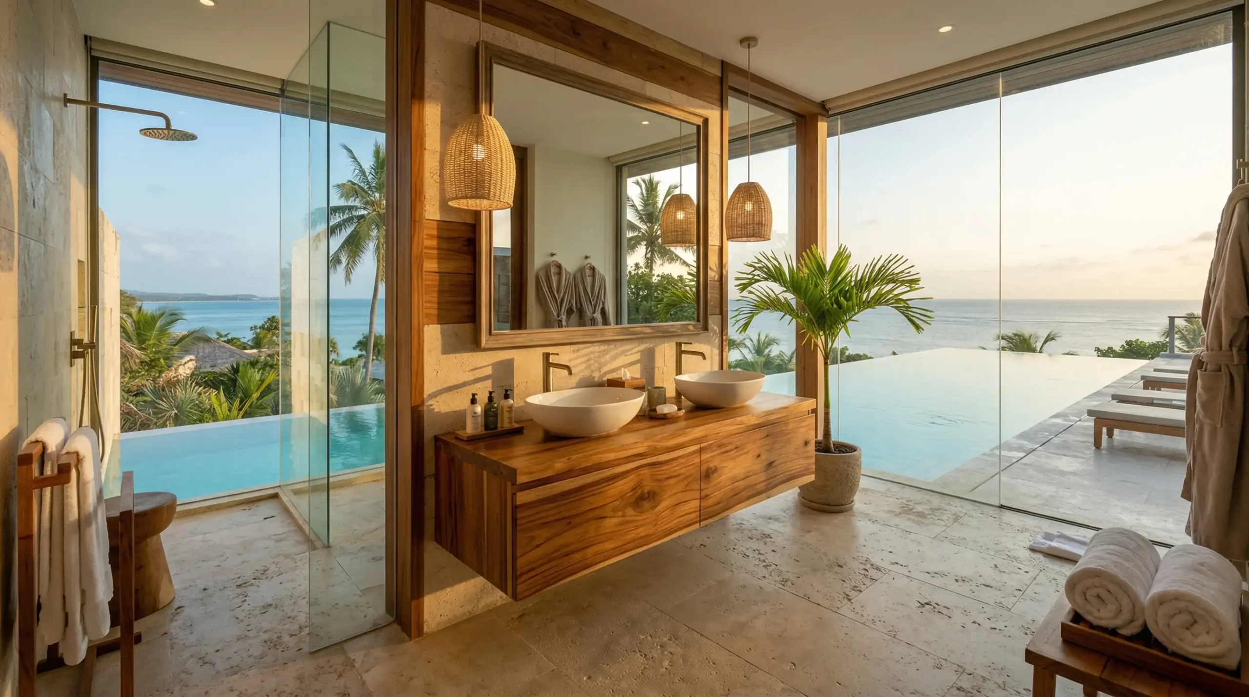 Bespoke Custom Floating Bathroom Vanity for Exclusive Resort and Villa