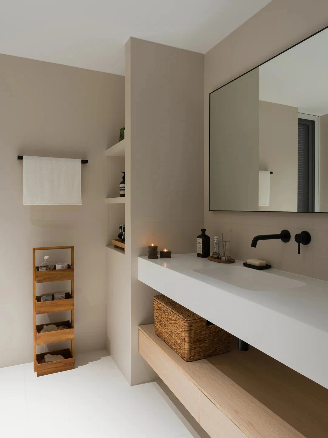 Contemporary Wall-Hung Vanity with Stone Countertop