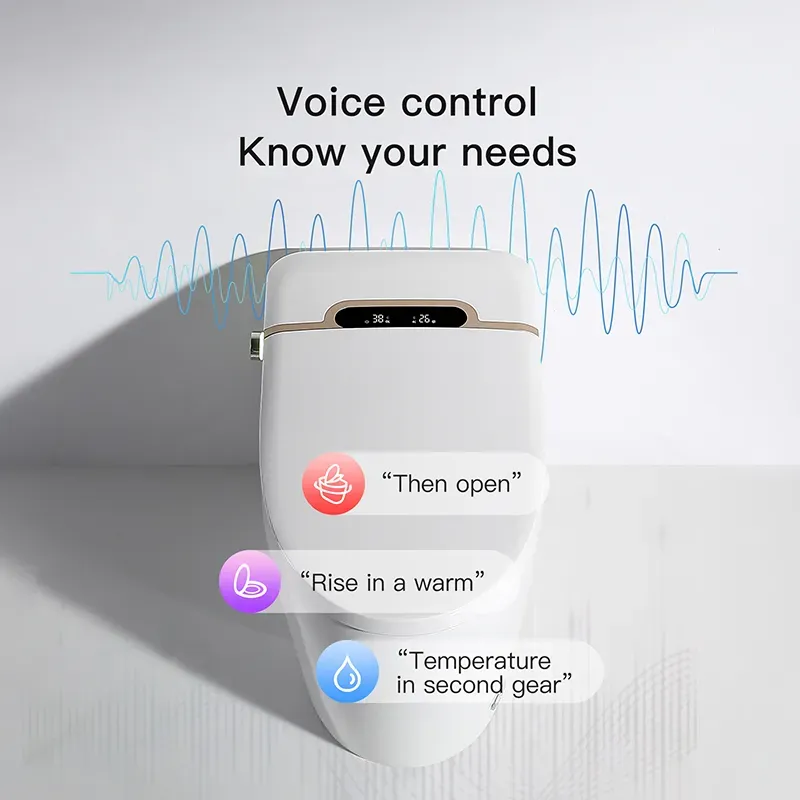 W9 One-piece Tankless Bathroom Siphonic Smart Toilet with Voice Control for Residential Project