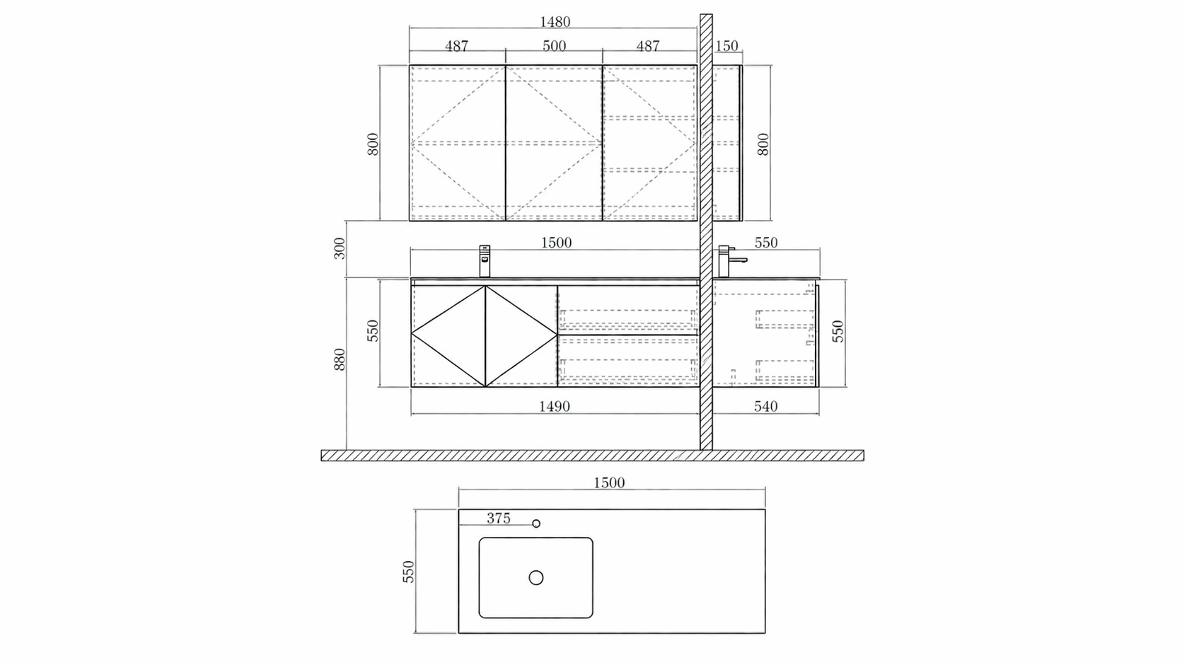 CAD drawing optimization for hotel bathroom vanity installation