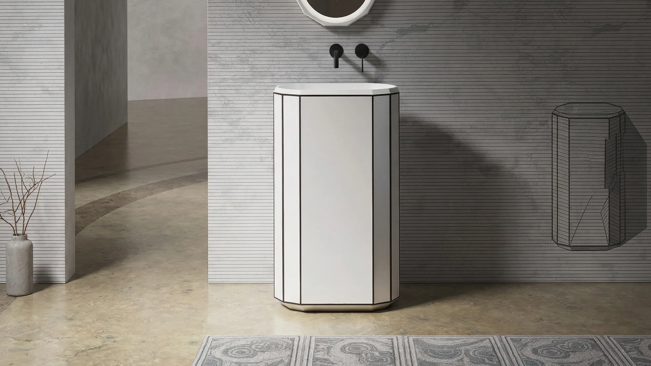 Designer pedestal sink collection for upscale real estate projects