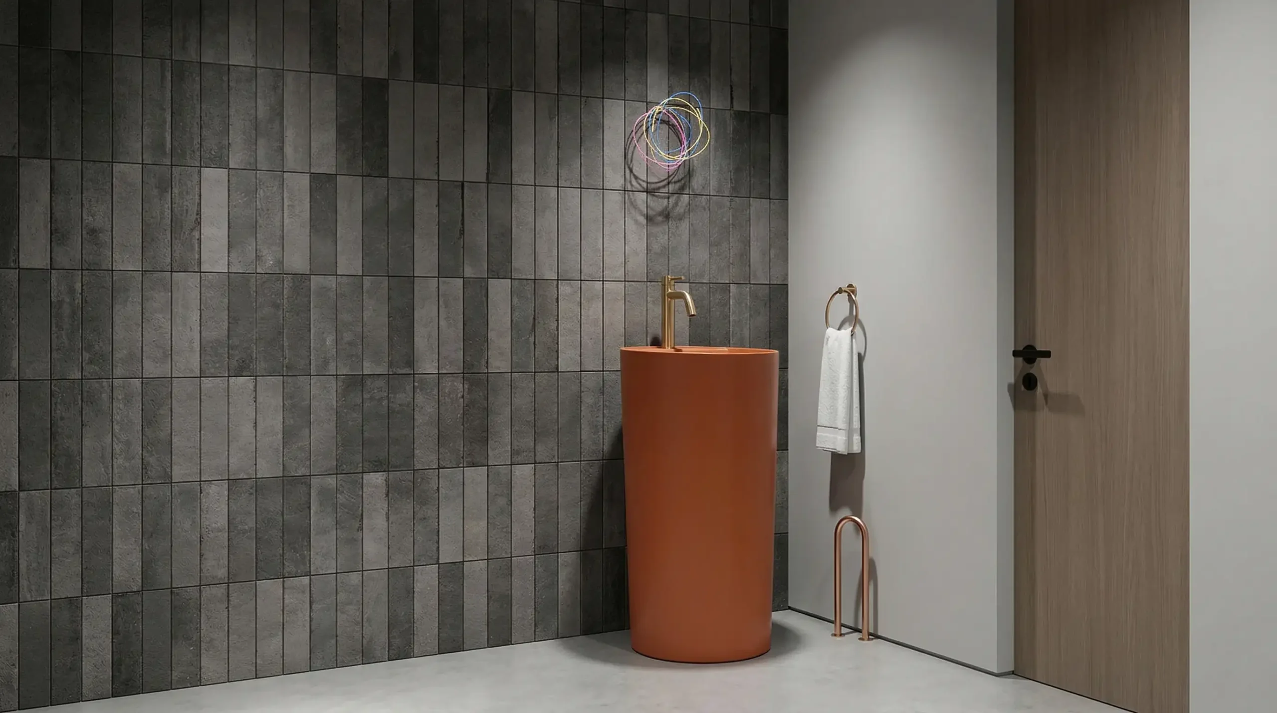 Small bathroom luxury pedestal sink for compact hotel rooms