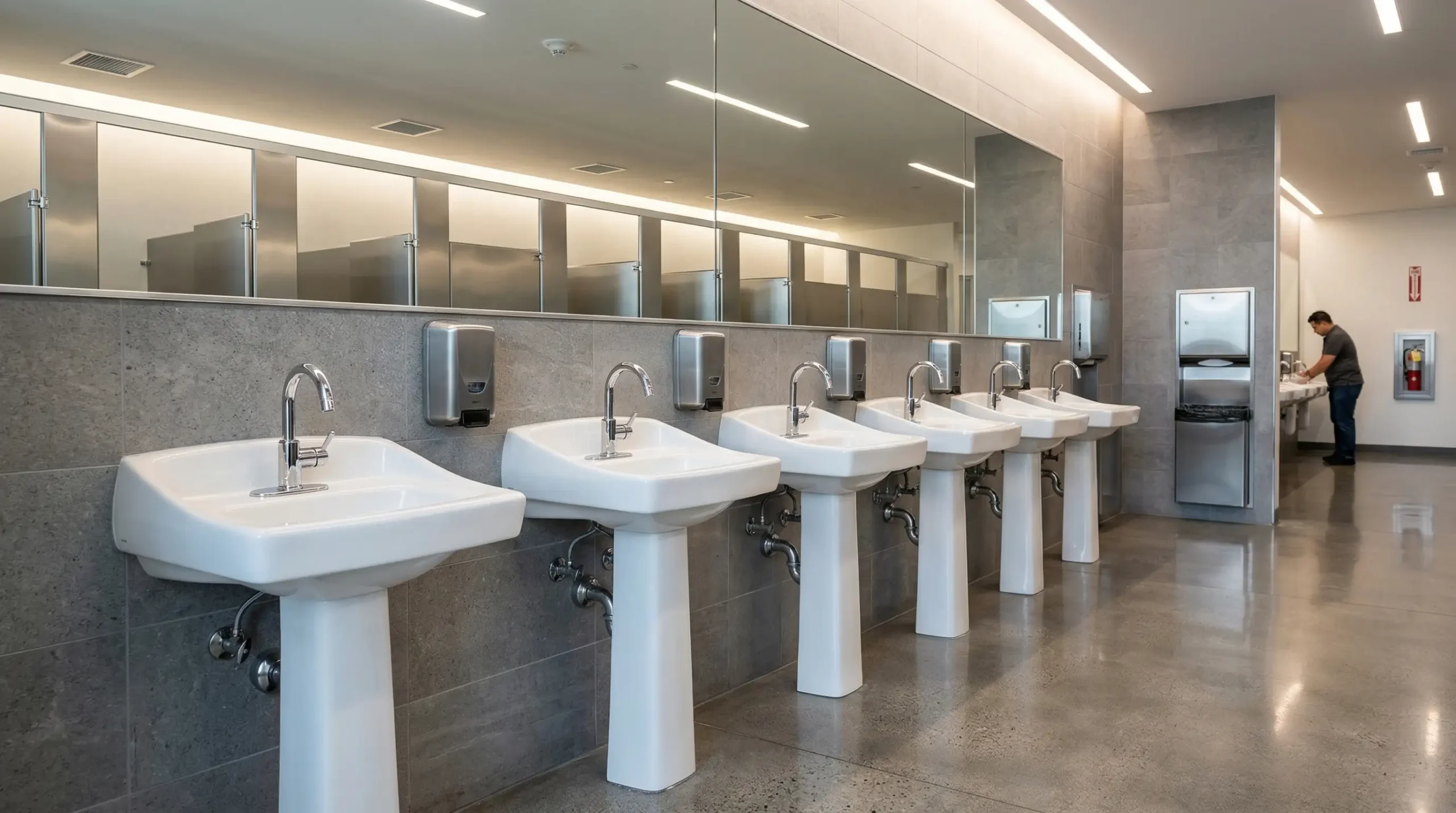 George commercial pedestal sink manufactured for large scale projects