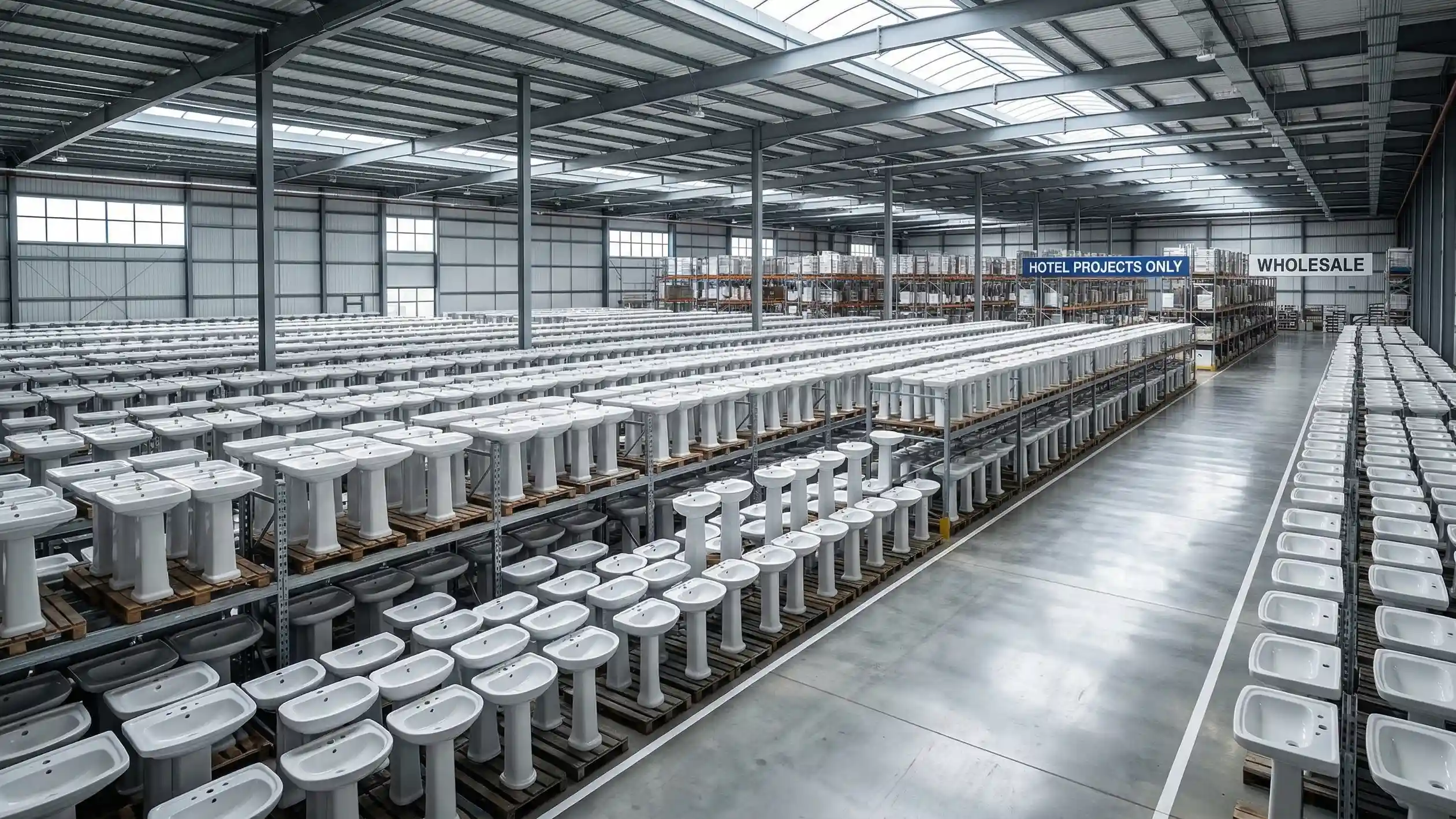 Wholesale hotel pedestal sinks supplied for large bulk construction projects