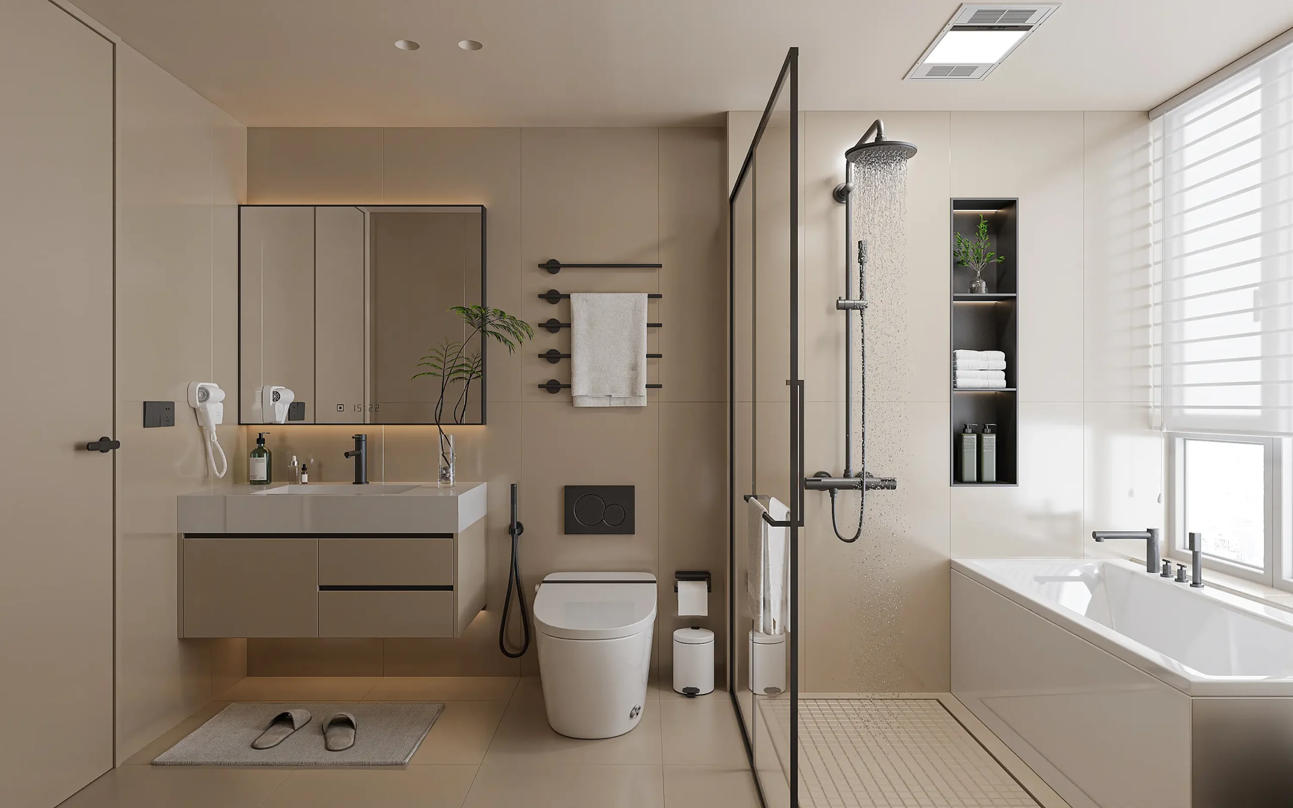 Custom CAD and 3D photorealistic rendering design solutions for hotel bathroom vanities by George