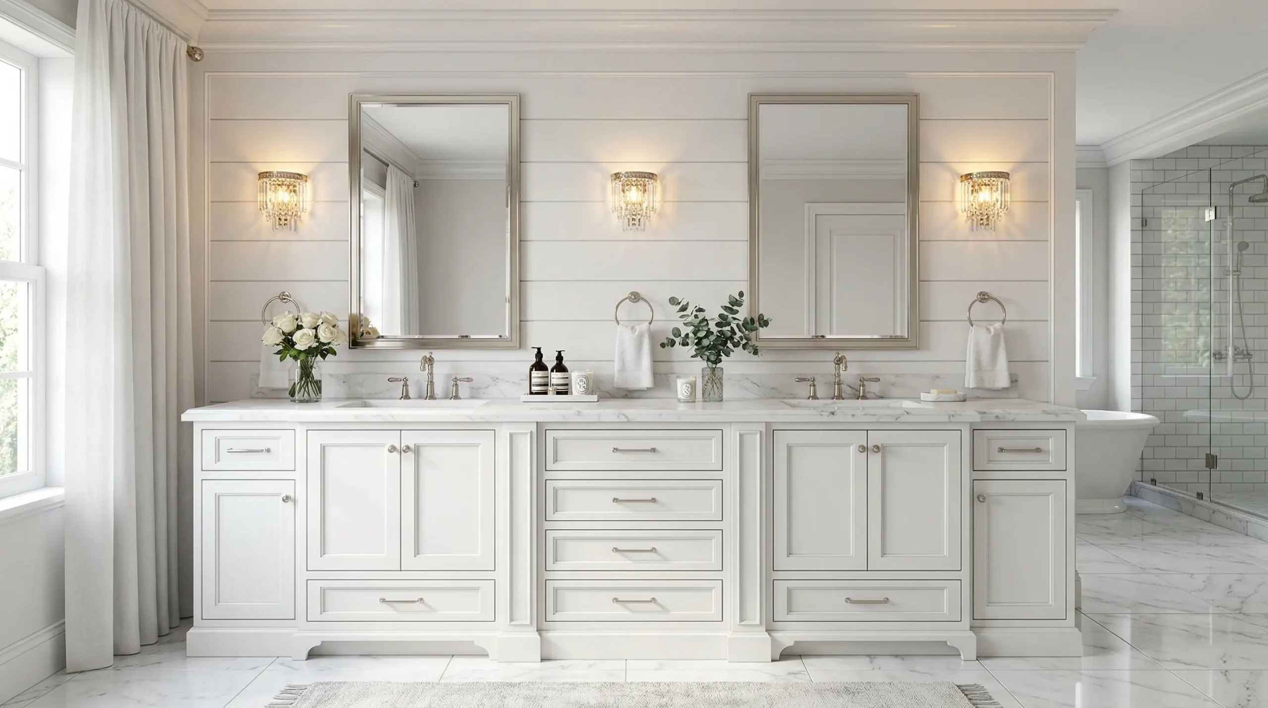 Double sink bathroom vanity master suite size guide