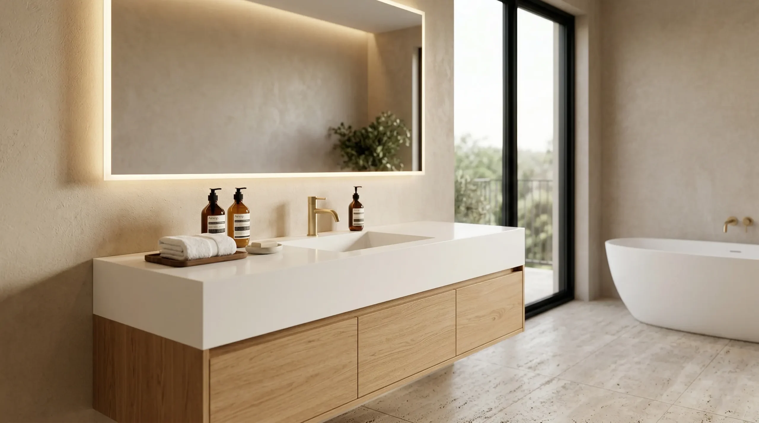 Custom White Quartz Vanity Tops for luxury hotel and resort bathrooms