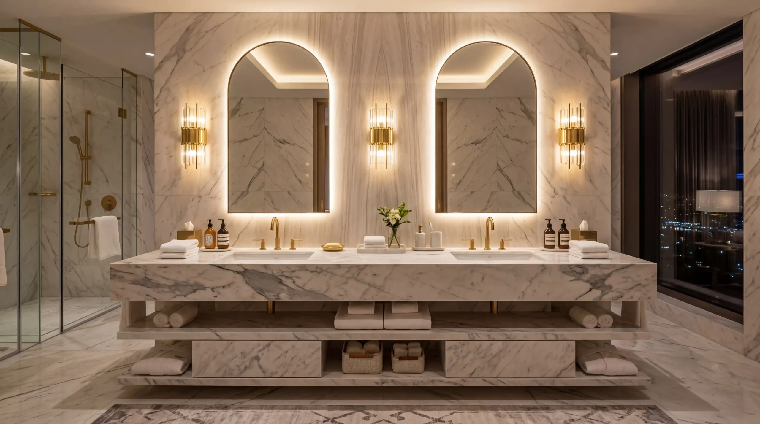 Double Sink Hotel Vanity Cabinet for Luxury Suites