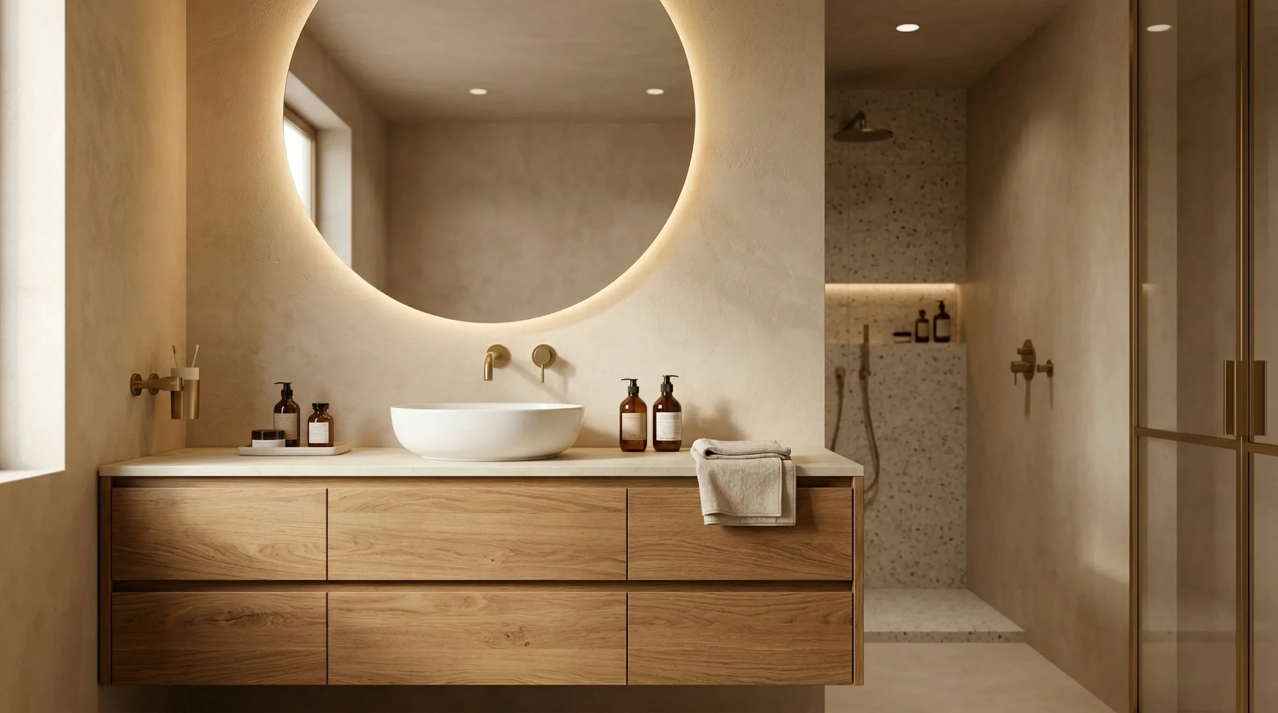 Luxury Solid Wood Hotel Bathroom Cabinet for high-end hospitality projects