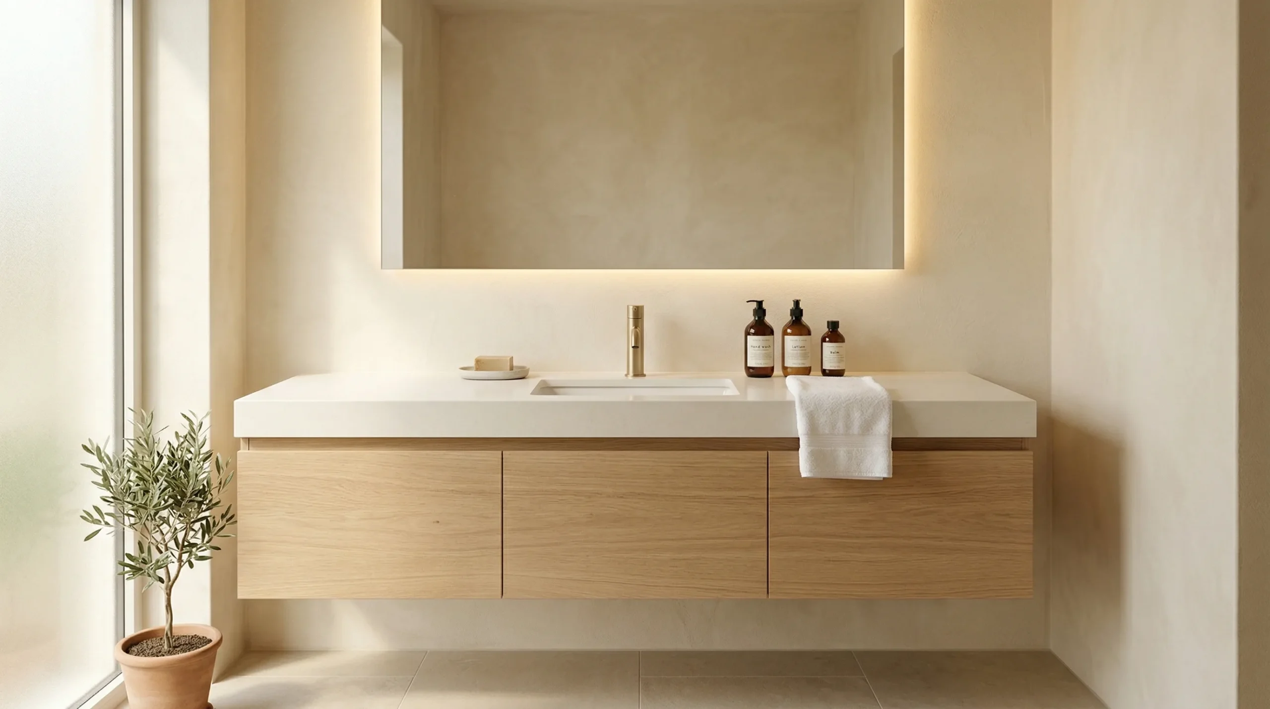 Engineered Moisture Resistant Hotel Bathroom Cabinet for humid environments
