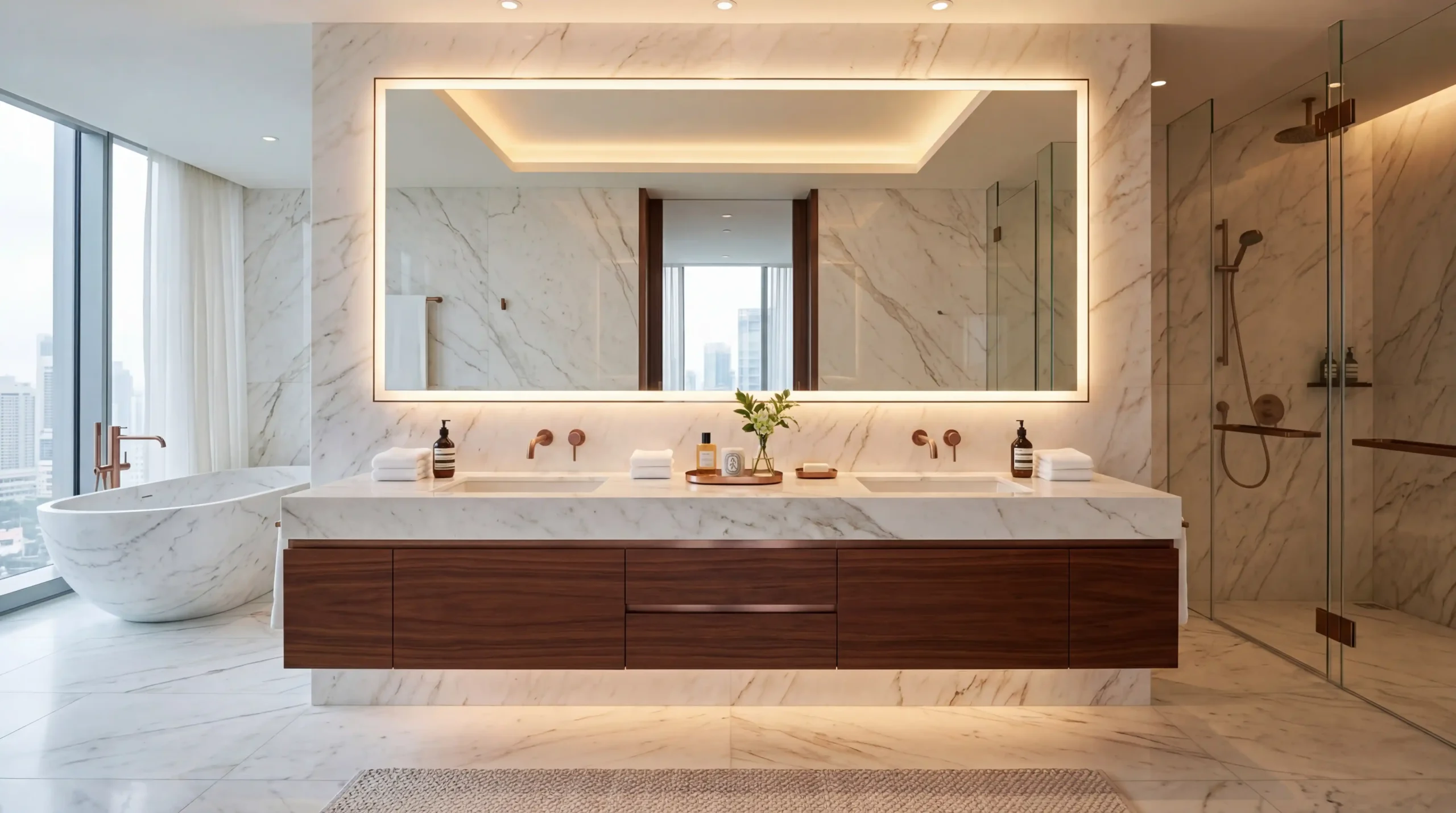 Double Sink Commercial Bathroom Vanity