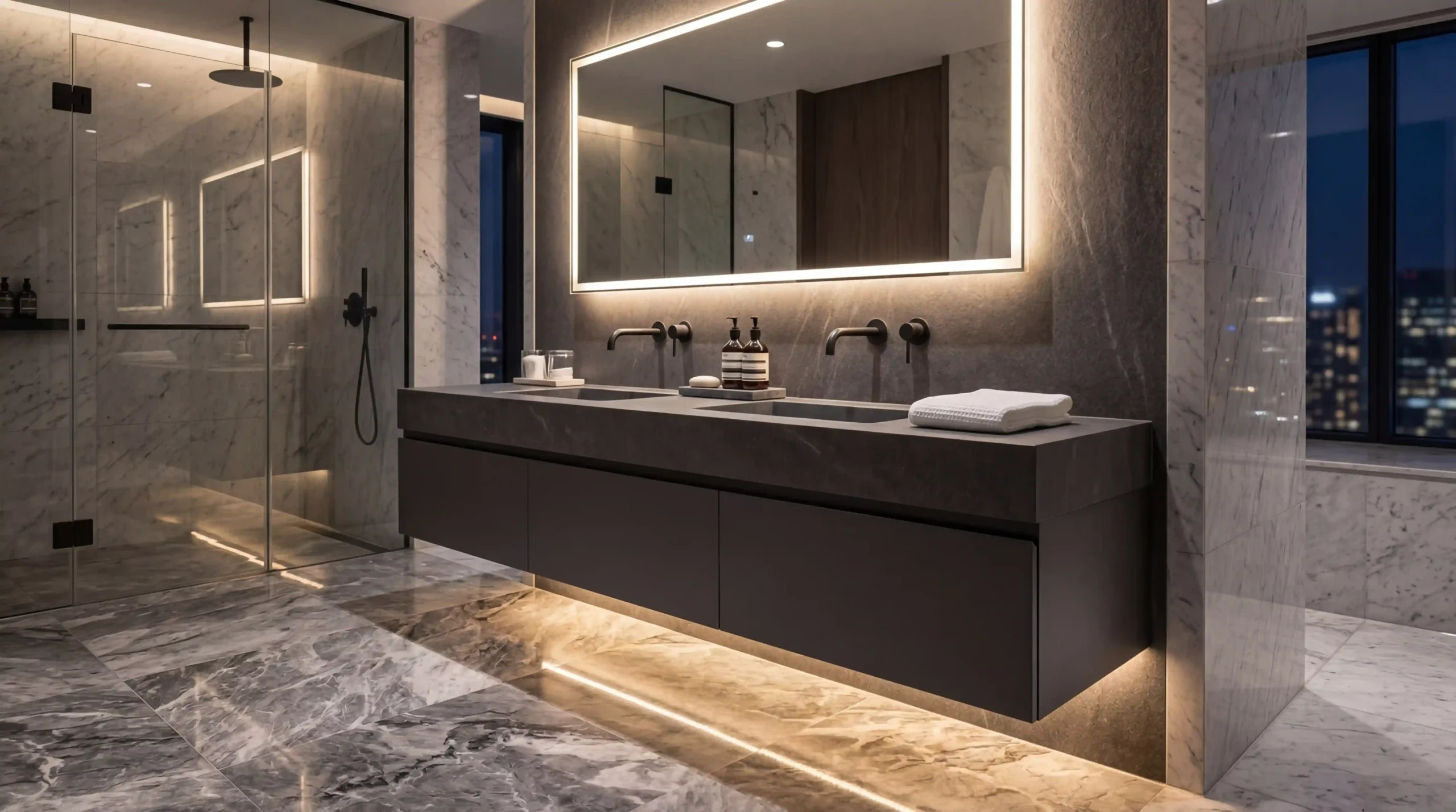 Modern Floating Vanity with Storage for space optimization