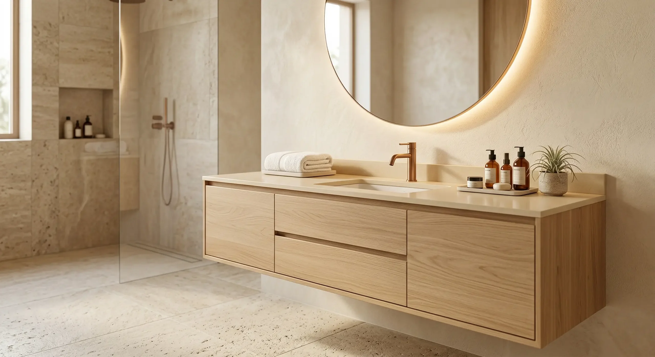 Space-saving Floating Hotel Bathroom Cabinet for contemporary guestrooms