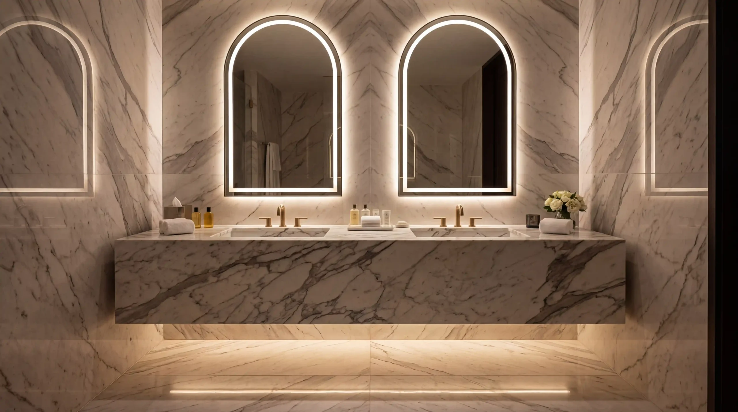 Floating Double Sink Bathroom Vanity for luxury hospitality
