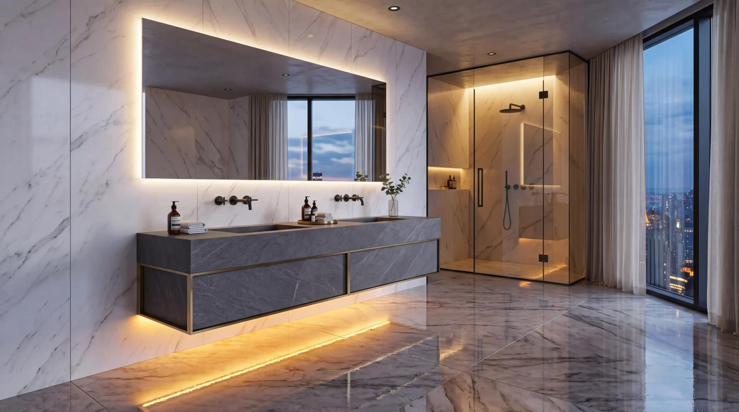 Hotel Style Floating Bathroom Vanity with minimalist design