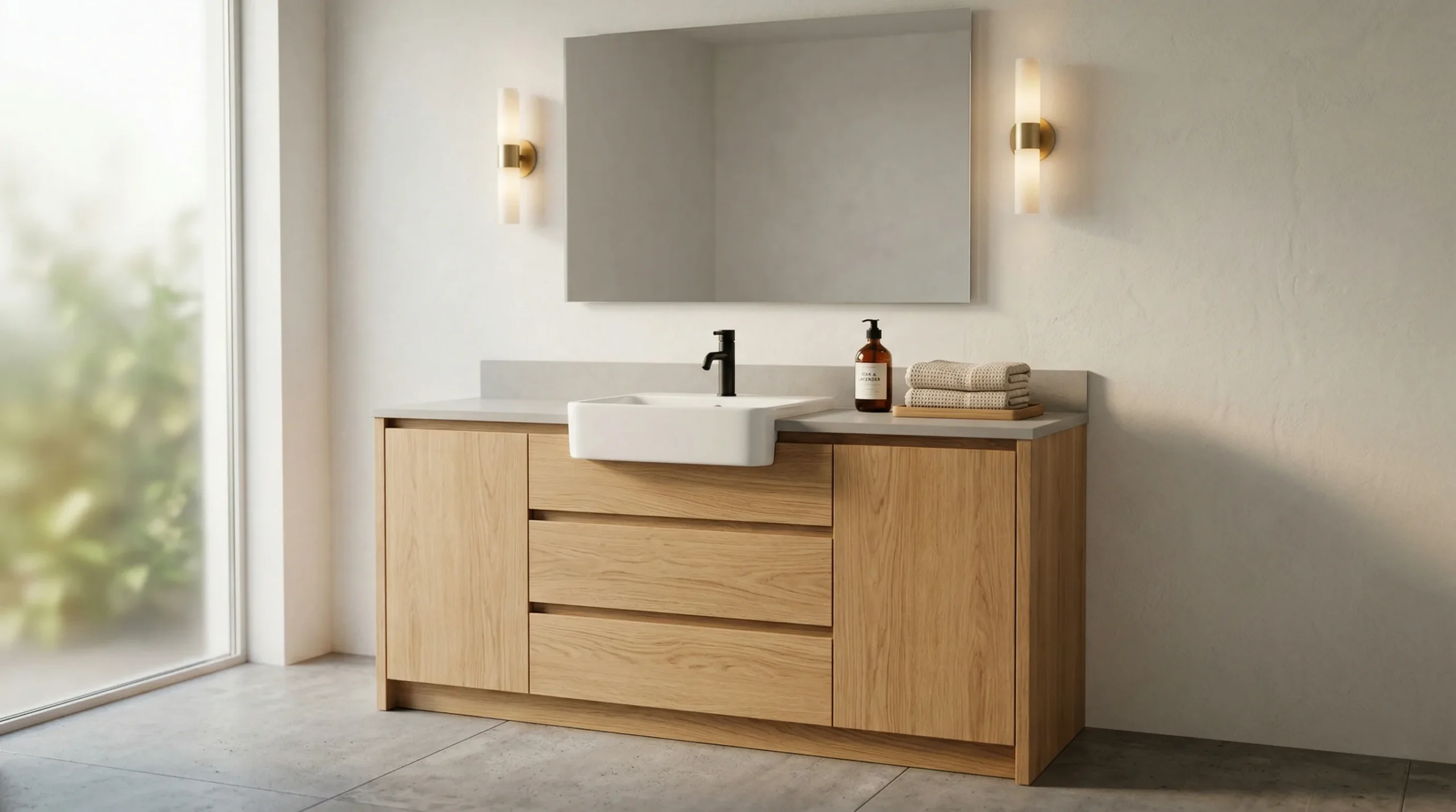 Premium Solid Wood Bathroom Cabinet offering superior moisture resistance and aesthetic appeal
