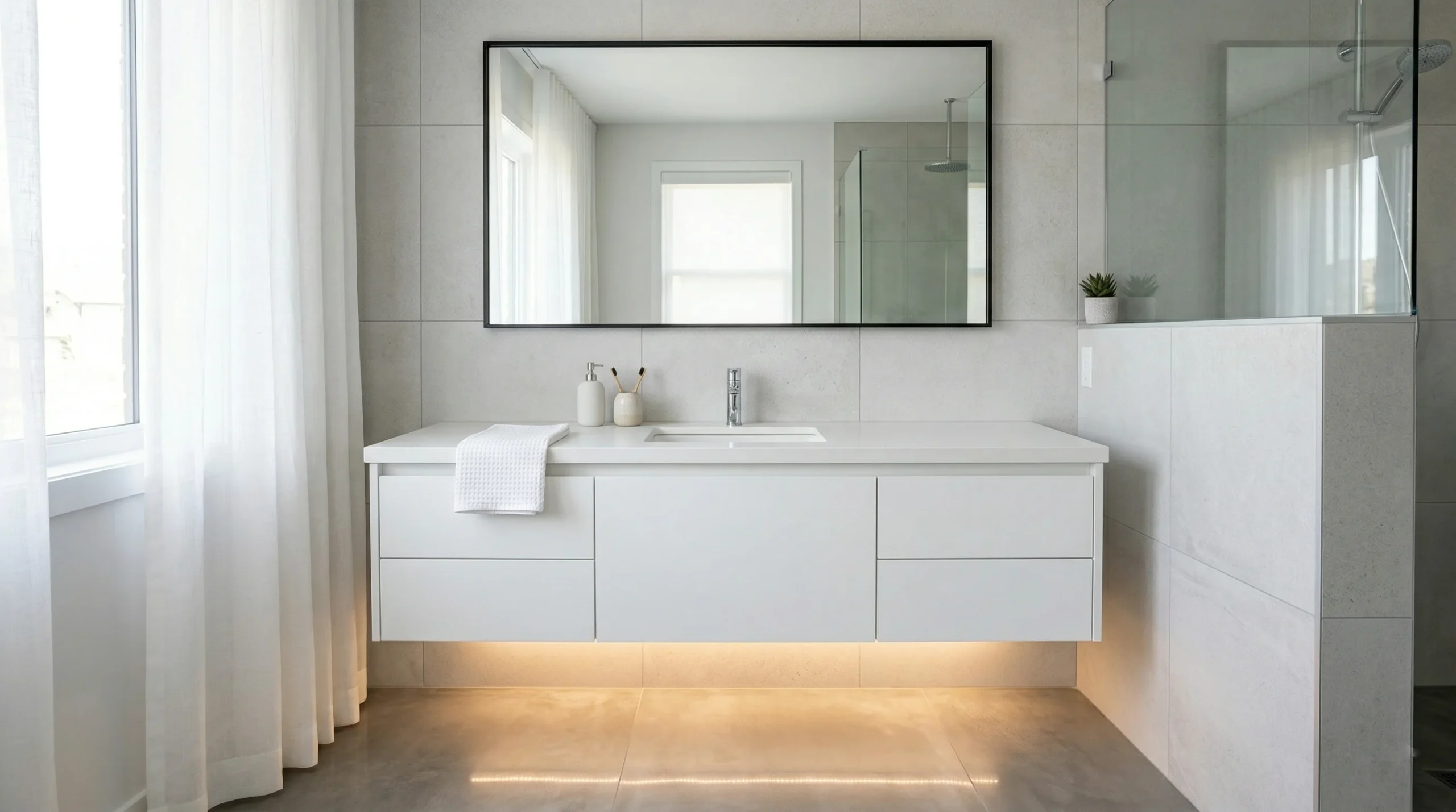 Modern 48 Inch Floating American Bathroom Vanity with Quartz Top