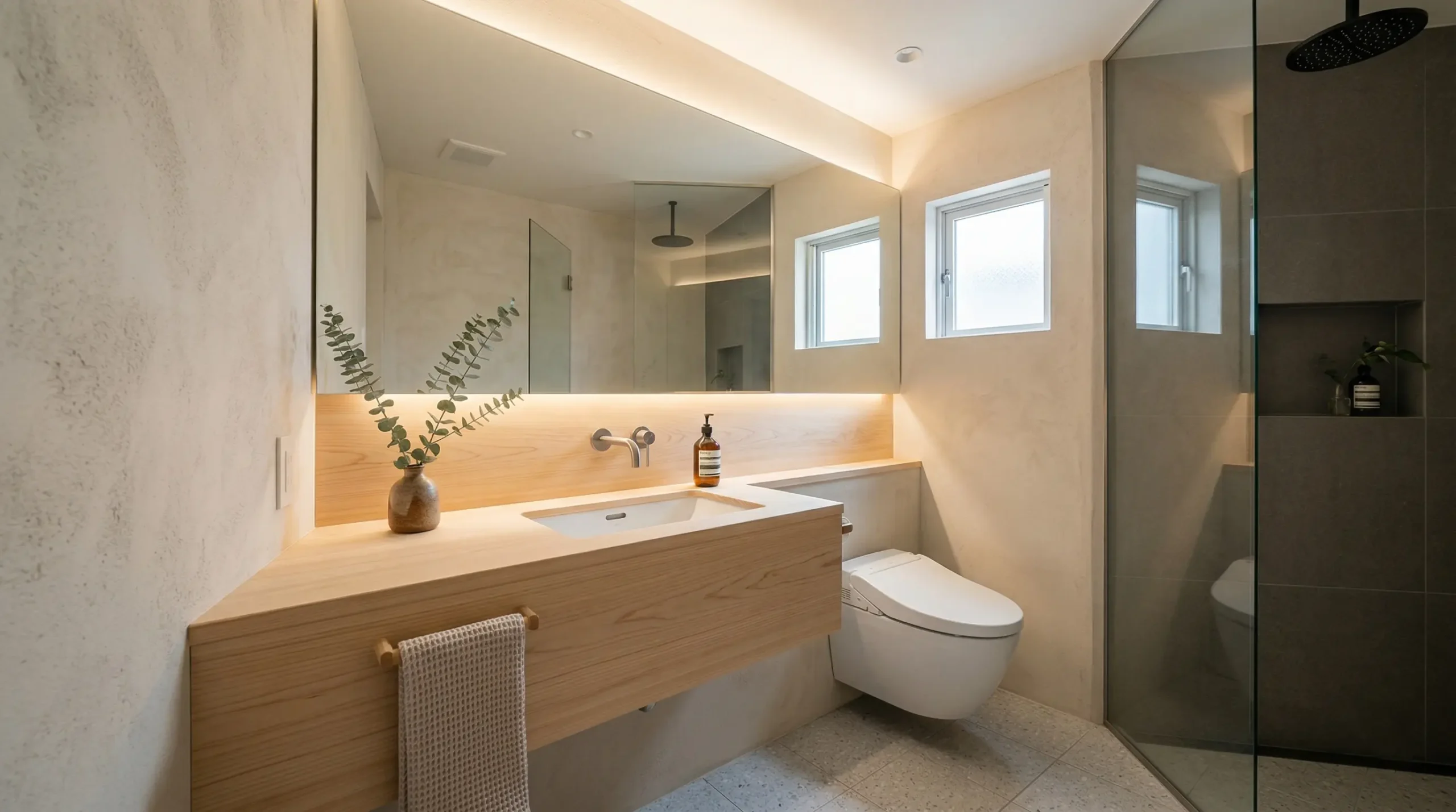 Compact Floating Vanity for Urban Micro-Hotel Bathrooms