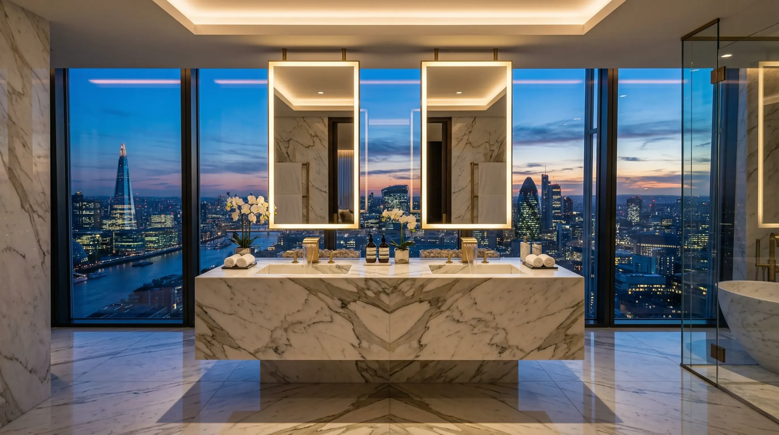 Double Sink Apartment Floating Bathroom Vanity for Luxury Penthouses